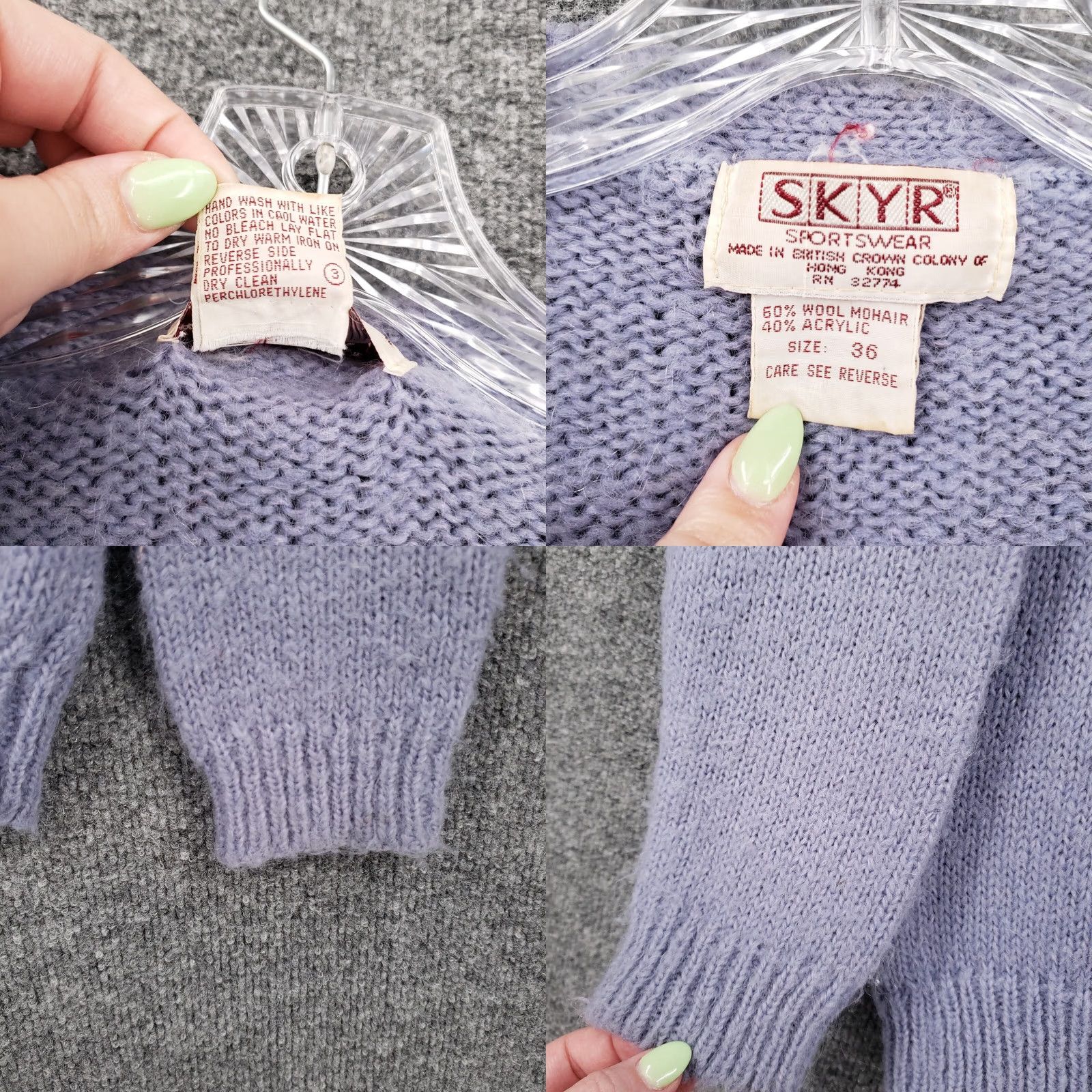 Vintage VINTAGE Skyr Cardigan Womens Small Purple Wool Blend V Neck Button Sweater 80s Size S / US 4 / IT 40 - 9 Thumbnail