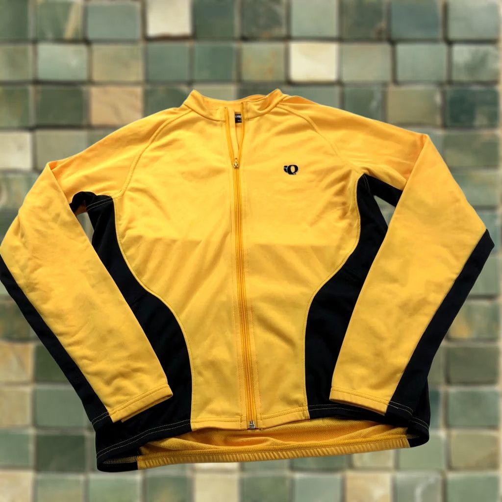 PEARL iZUMi Pearl Izumi Mens Medium Polyester Cycling Full Zip Jacket Yellow Black Jacket Windbreaker Pockets Zipped Pockets Sports Bike 80s Vintage No Mens Size US M / EU 48-50 / 2 - 1 Thumbnail