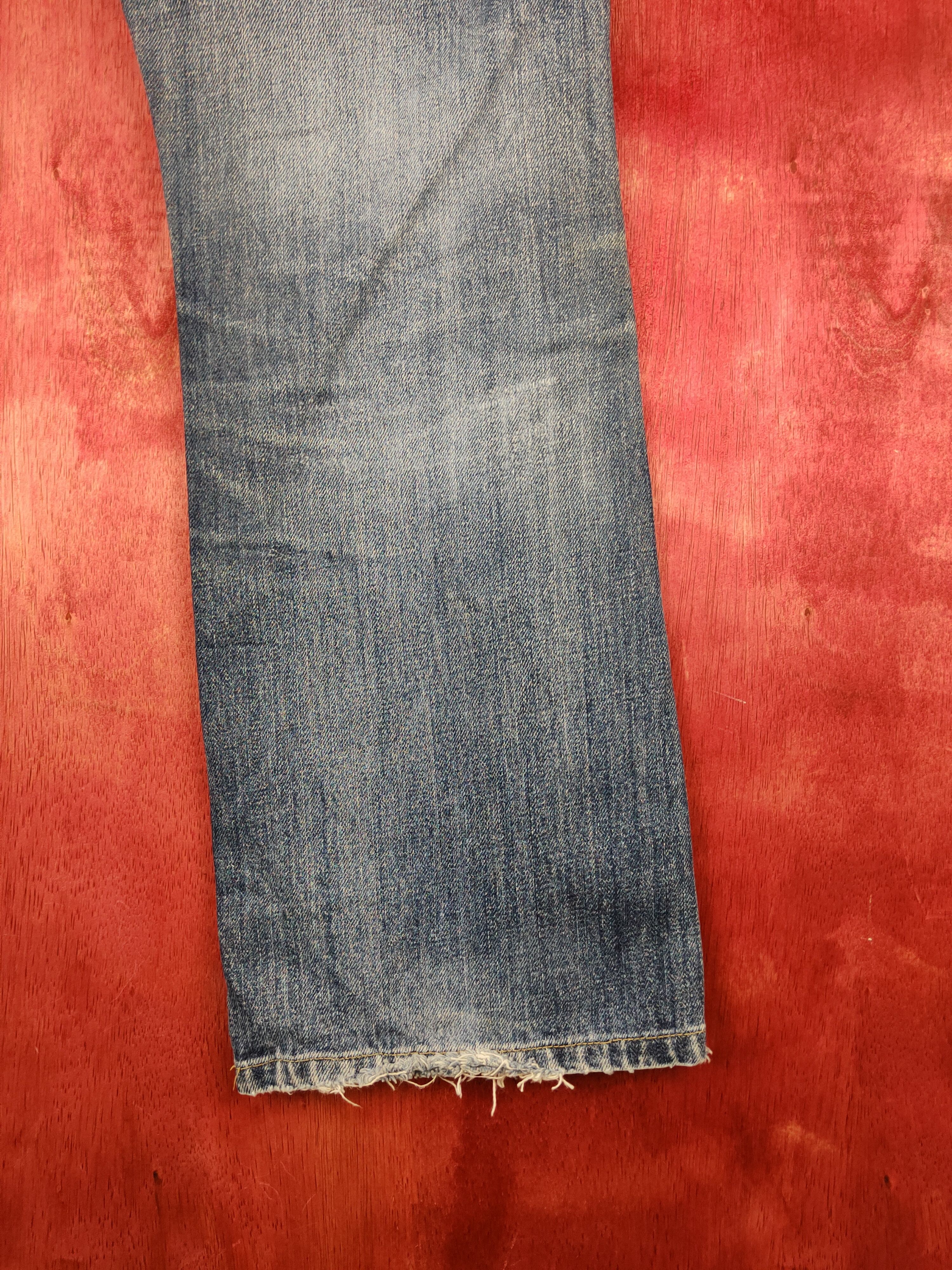 Japanese Brand Uniqlo Blue Faded Distressed Ripped Boot Cut Jeans #S1674 Size US 32 / EU 48 - 12 Thumbnail