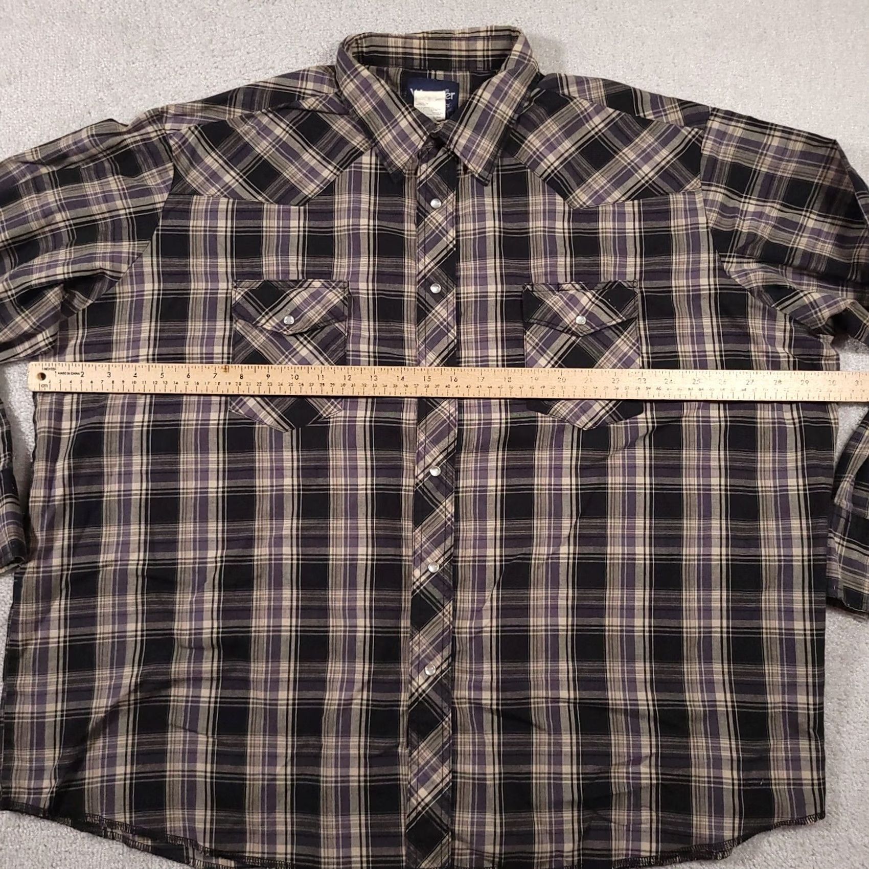 Wrangler Wrangler Western Shirt - Mens Big Tall Plaid Workwear Cotton Long Sleeve Size US XXL / EU 58 / 5 - 6 Thumbnail