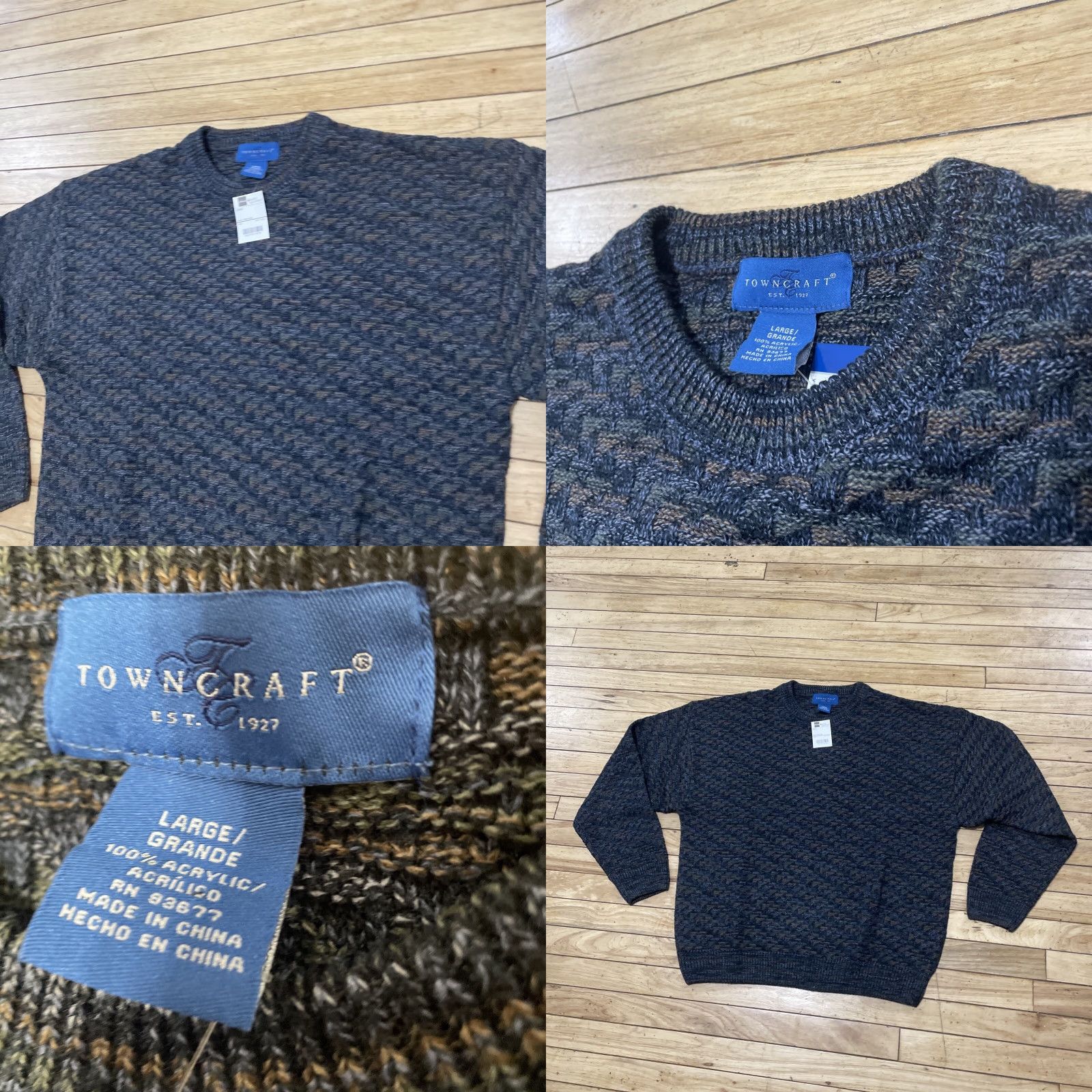 Etro VINTAGE Towncraft Sweater Men L Navy Texture Retro Y2k Streetwear Preppy New Deadstock Pullover Knit Crew Neck Long Sleeve Blue Mens Sweater Size US L / EU 52-54 / 3 - 9 Thumbnail