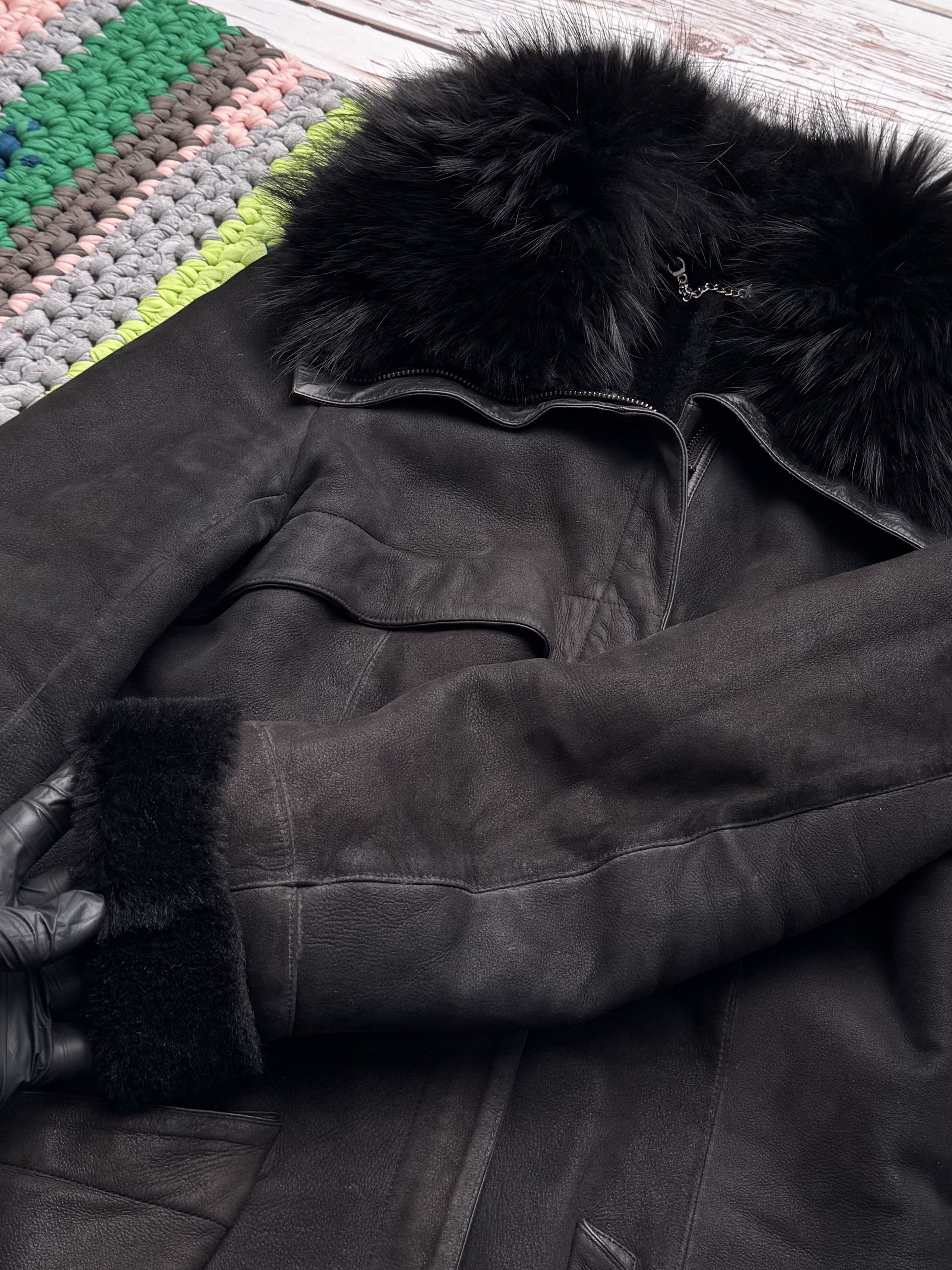 Vintage Women Vintage Sheepskin Leather Coat Black Fur Collar Size M / US 6-8 / IT 42-44 - 9 Thumbnail