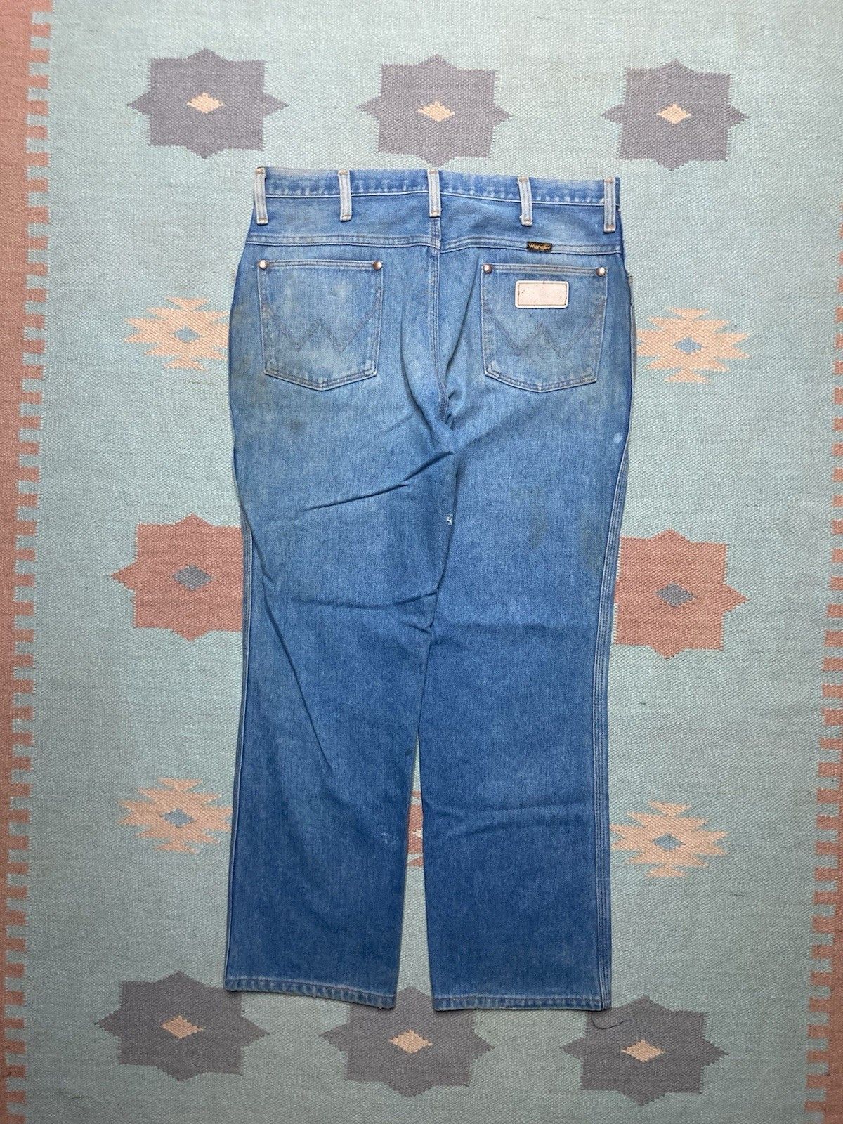 Vintage × Wrangler 70s wrangler jeans faded denim straight leg talon farm 34x28 Size US 34 / EU 50 - 7 Thumbnail