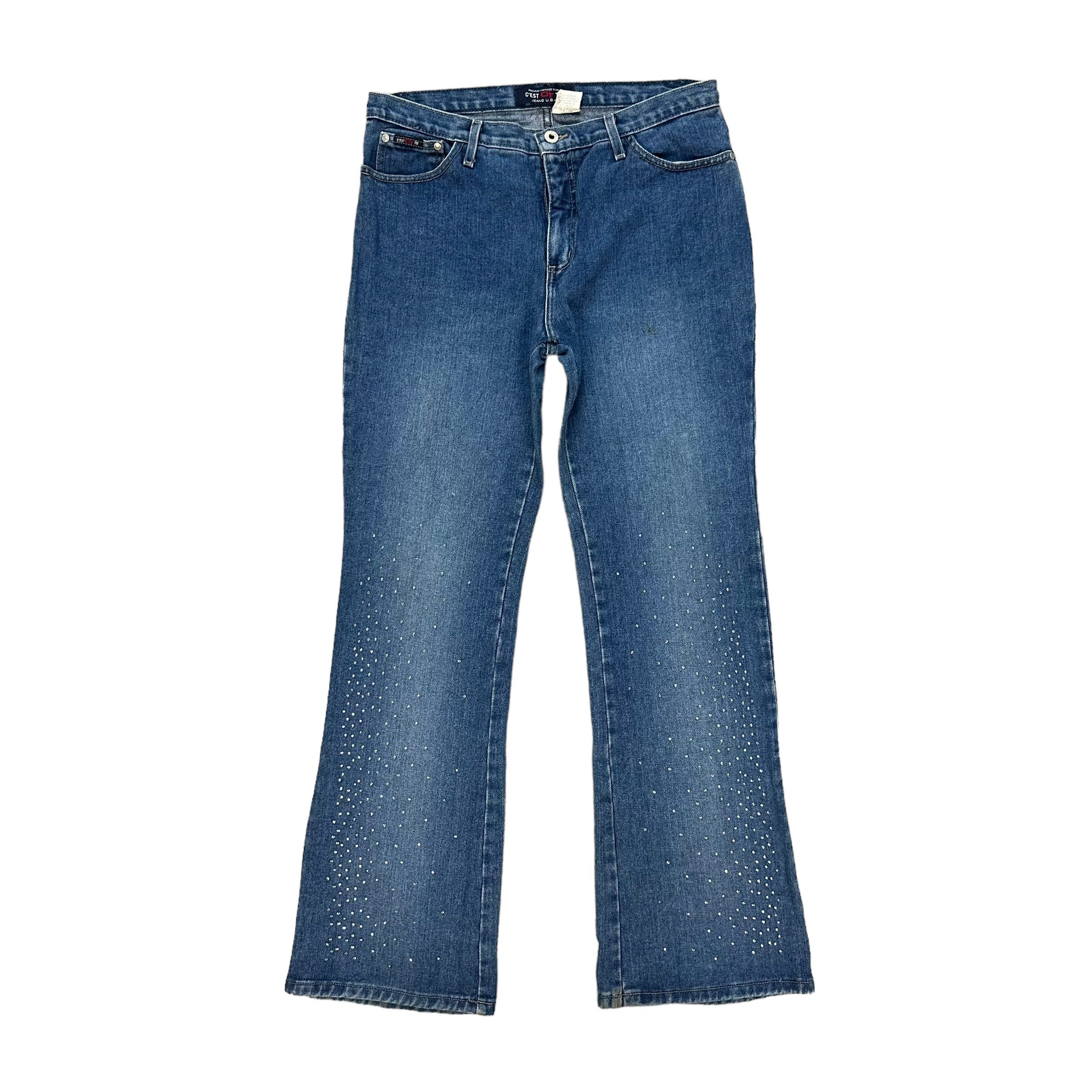 Vintage C'EST TOI JEANS USA BEADED JEANS STRAIGHT CUT #8859-032 Size 32" / US 10 / IT 46 - 1 Thumbnail