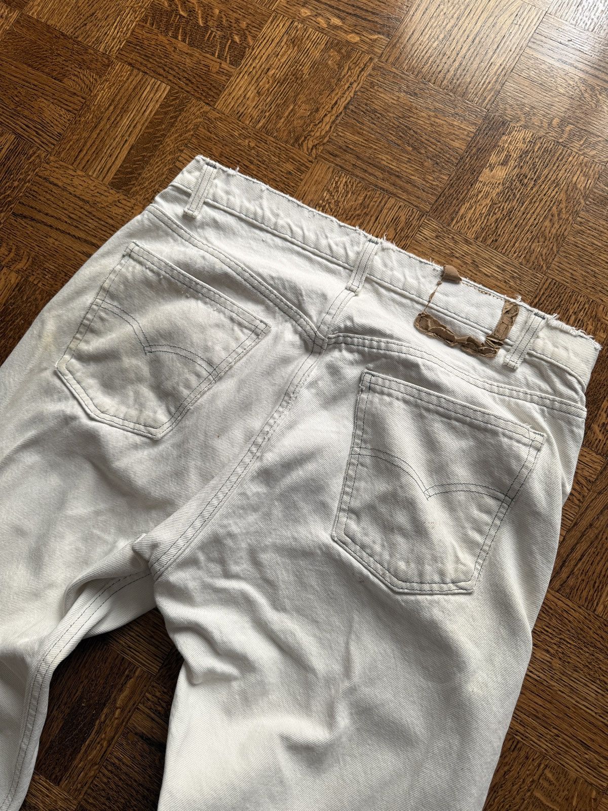 Levi's Vintage 80s Levi's Thrashed Cream Denim Jeans Size US 35 - 3 Thumbnail