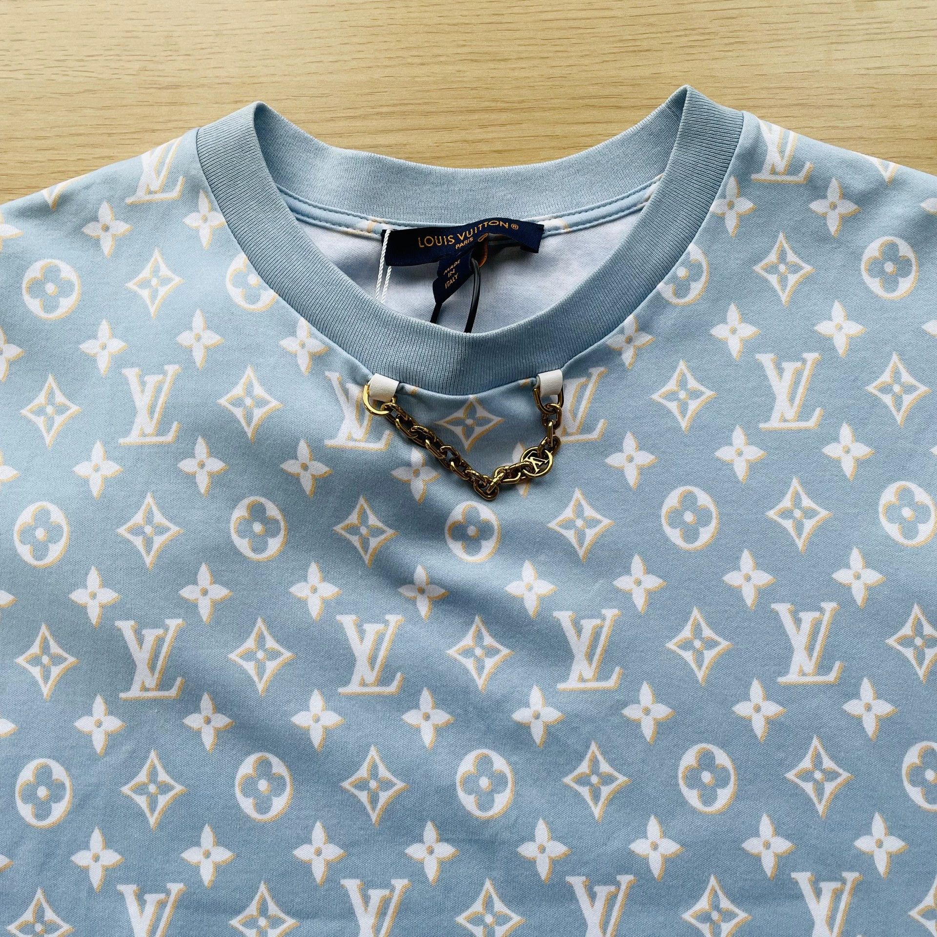 Louis Vuitton LOUIS VUITTON 99 New Blue Crewneck Print Mid-L SS Dress S Size S / US 4 / IT 40 - 4 Thumbnail