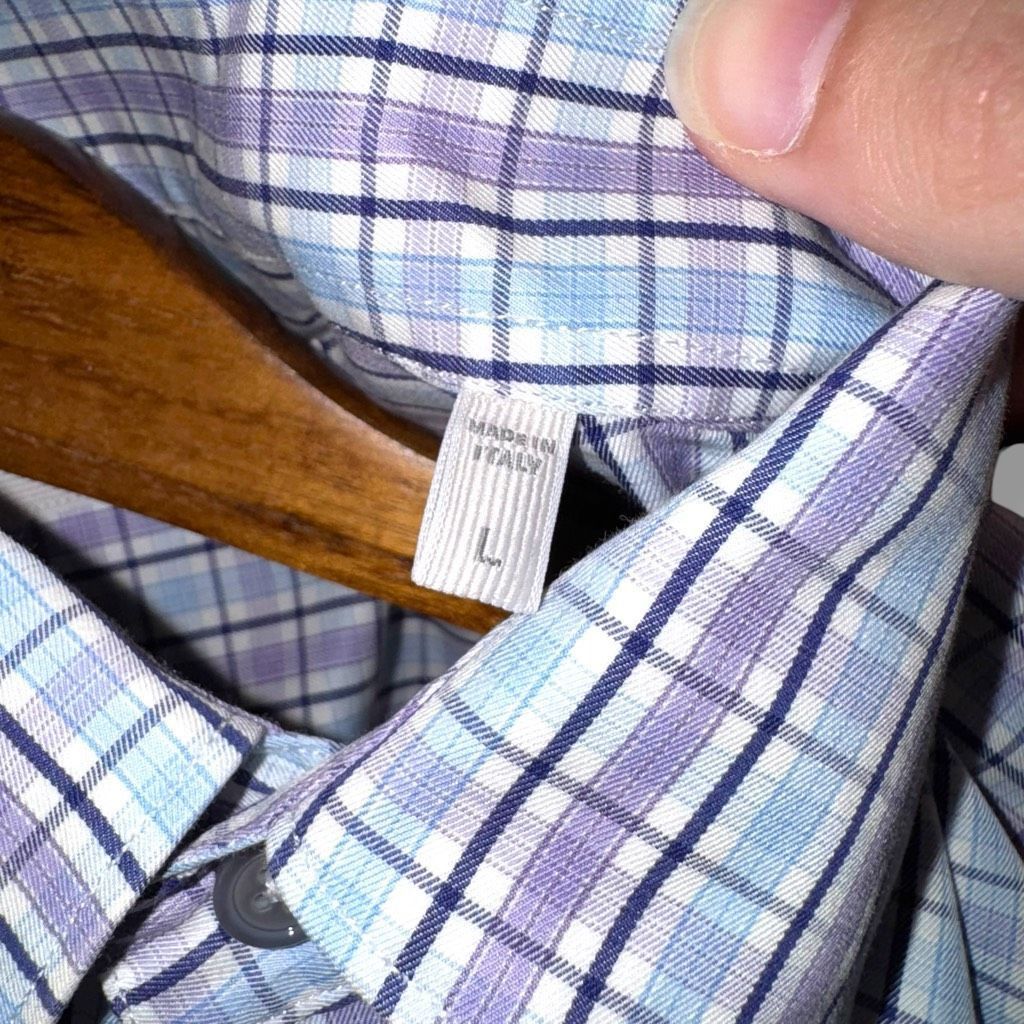 Ermenegildo Zegna Ermenegildo Zegna Purple & Blue Check Button Down Shirt Size Size US L / EU 52-54 / 3 - 3 Thumbnail