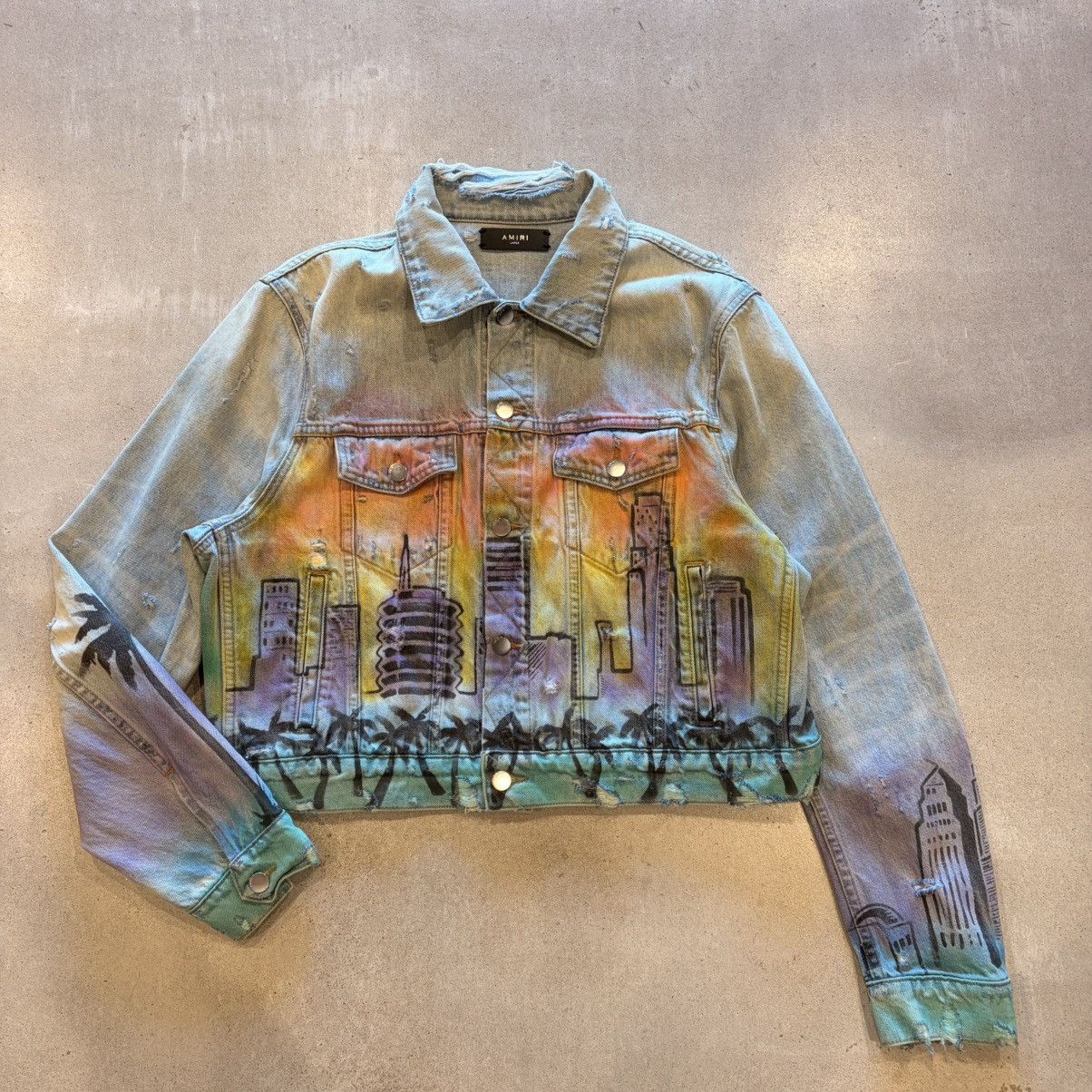 Amiri Amiri Los Angeles Indigo Denim Airbrush "Hollywood" Jacket Size L / US 10 / IT 46 - 1 Thumbnail