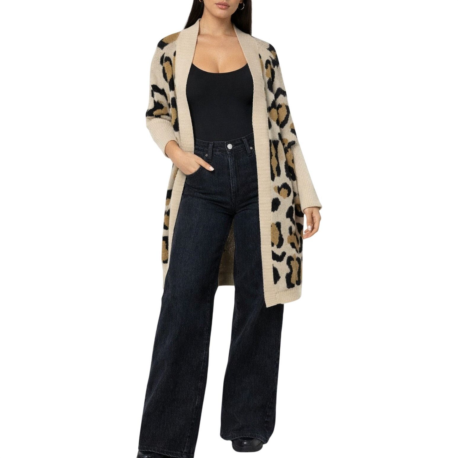 Other Miss Sparkling Tan Leopard Print Cardigan Medium NWT Size M / US 6-8 / IT 42-44 - 1 Thumbnail