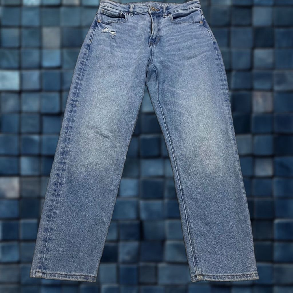 American Eagle Outfitters VINTAGE American Eagle Jeans Womens sz 2P Blue Denim Straight Distressed High Rise Mom Mens Girls Womens Size 42" / US 20 - 1 Thumbnail