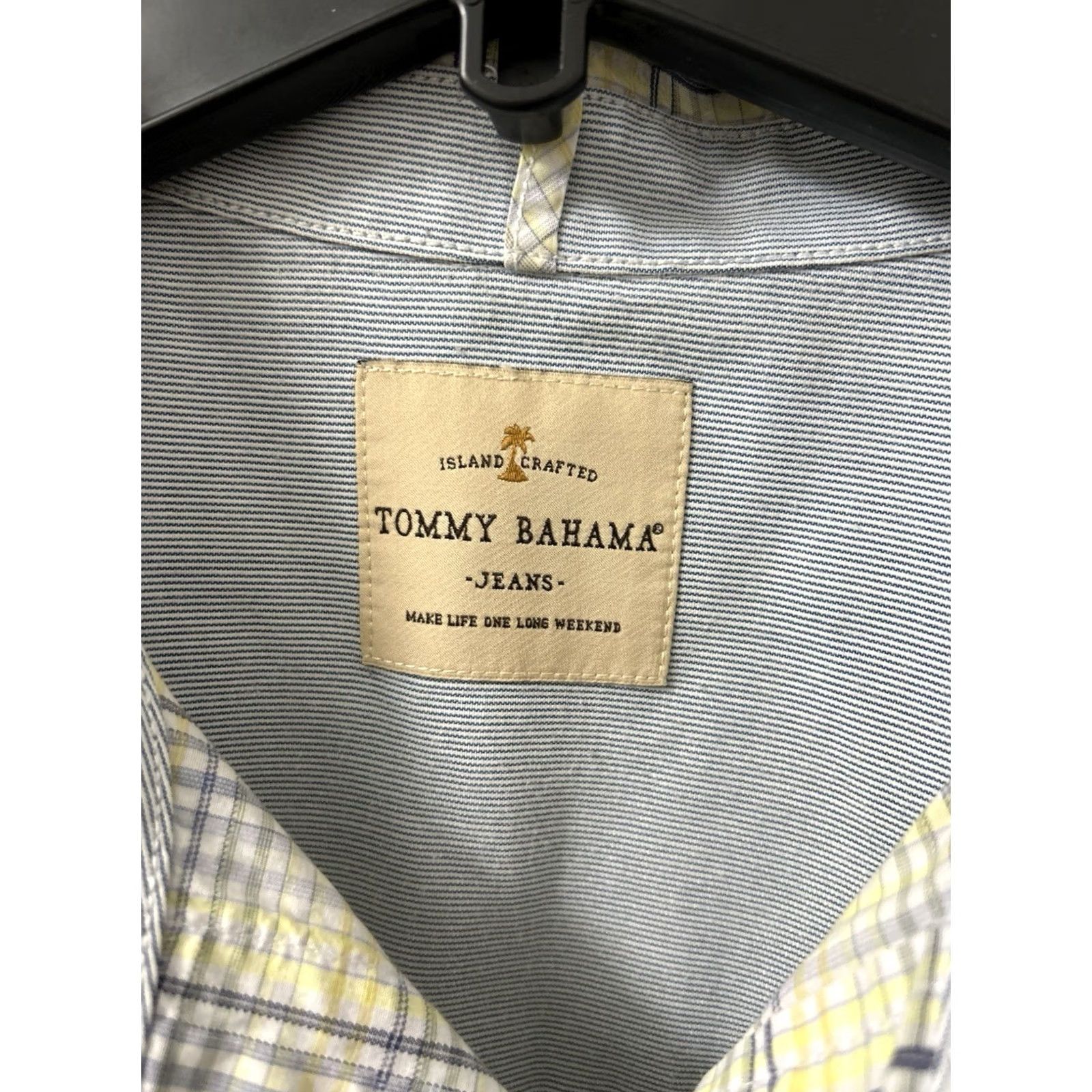 Tommy Bahama VINTAGE Tommy Bahama Button-Up Shirt Mens L Plaid Yellow Blue Island Zone Beach Short Sleeve Button-Down Pockets Casual Summer Spring Cotton Oxford Size US L / EU 52-54 / 3 - 5 Thumbnail