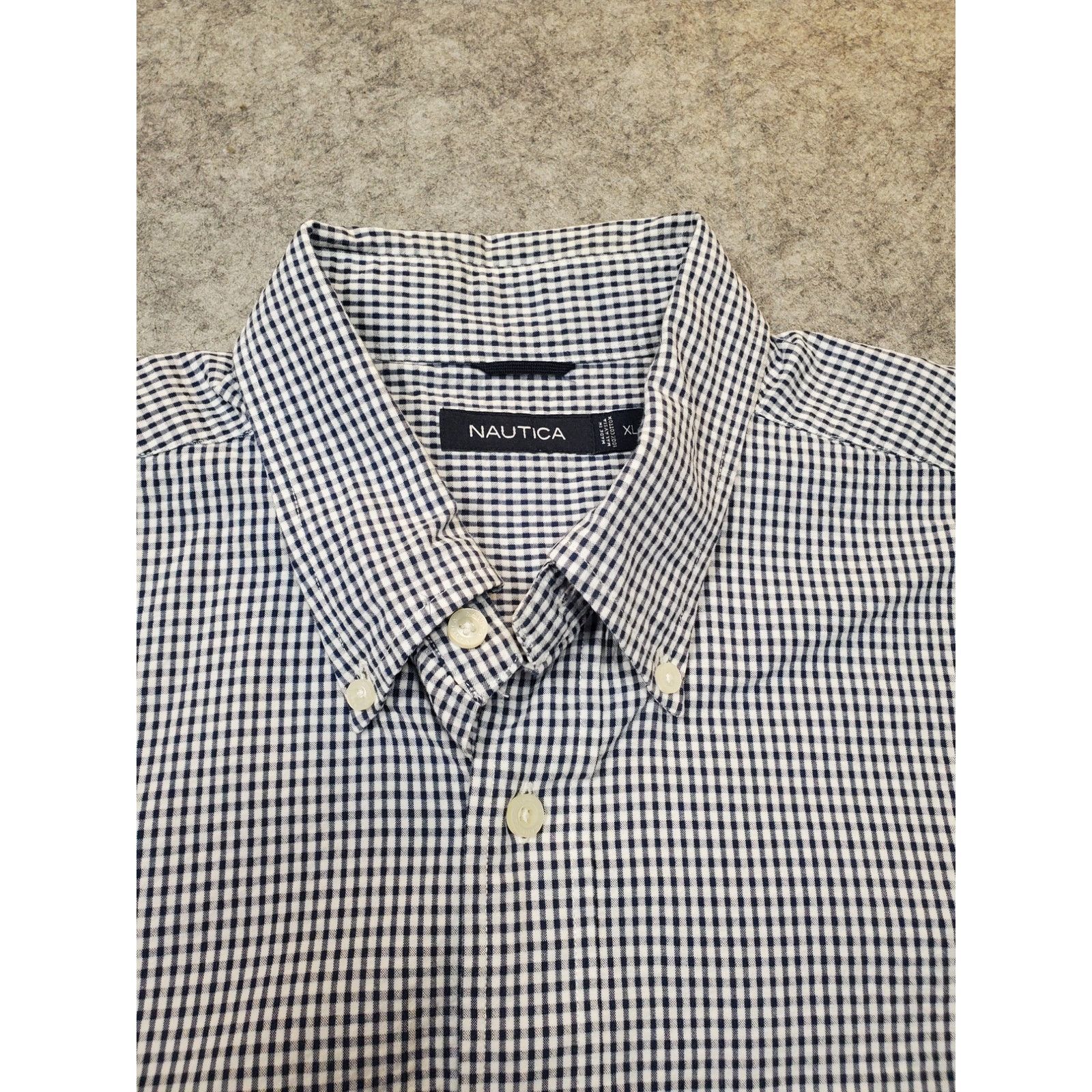 Nautica Nautica Mens XL Button Down Shirt Blue White Seersucker Size US XL / EU 56 / 4 - 6 Thumbnail