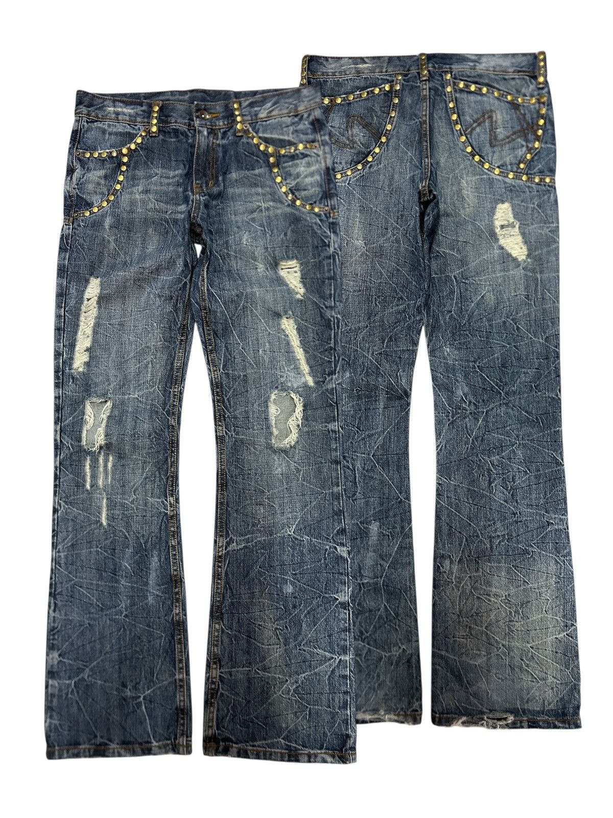 semanticdesign Vintage SemanticDesign Clawmark Distressed Studded Jeans Size US 32 / EU 48 - 1 Thumbnail
