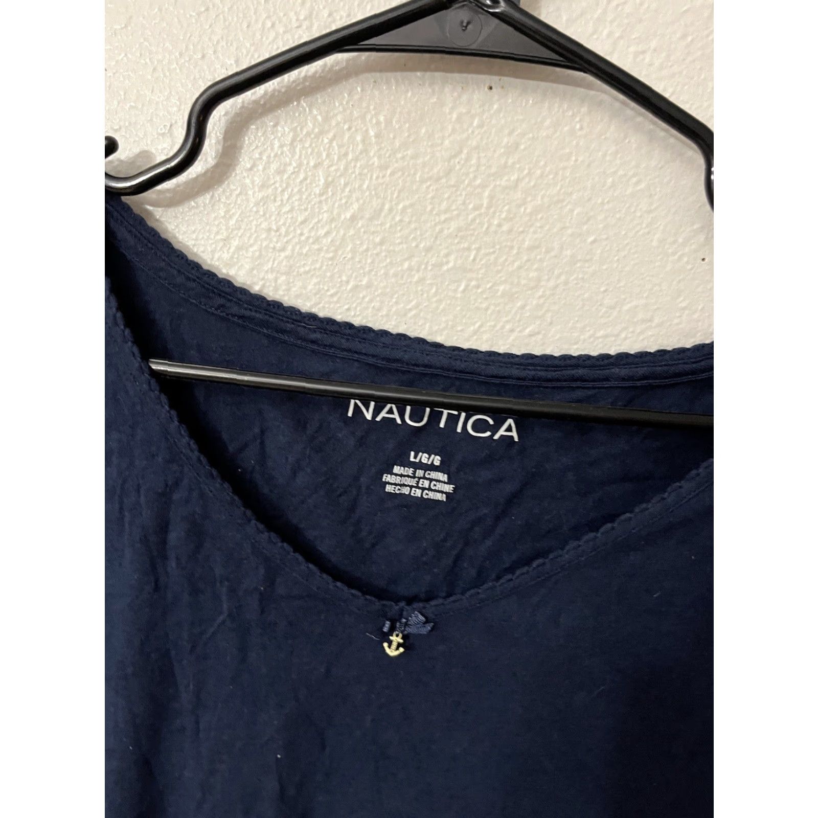 Nautica VINTAGE Nautica T-Shirt Women’s Solid Short Sleeve Pullover 100% Cotton L Blue Womens Size L / US 10 / IT 46 - 2 Thumbnail