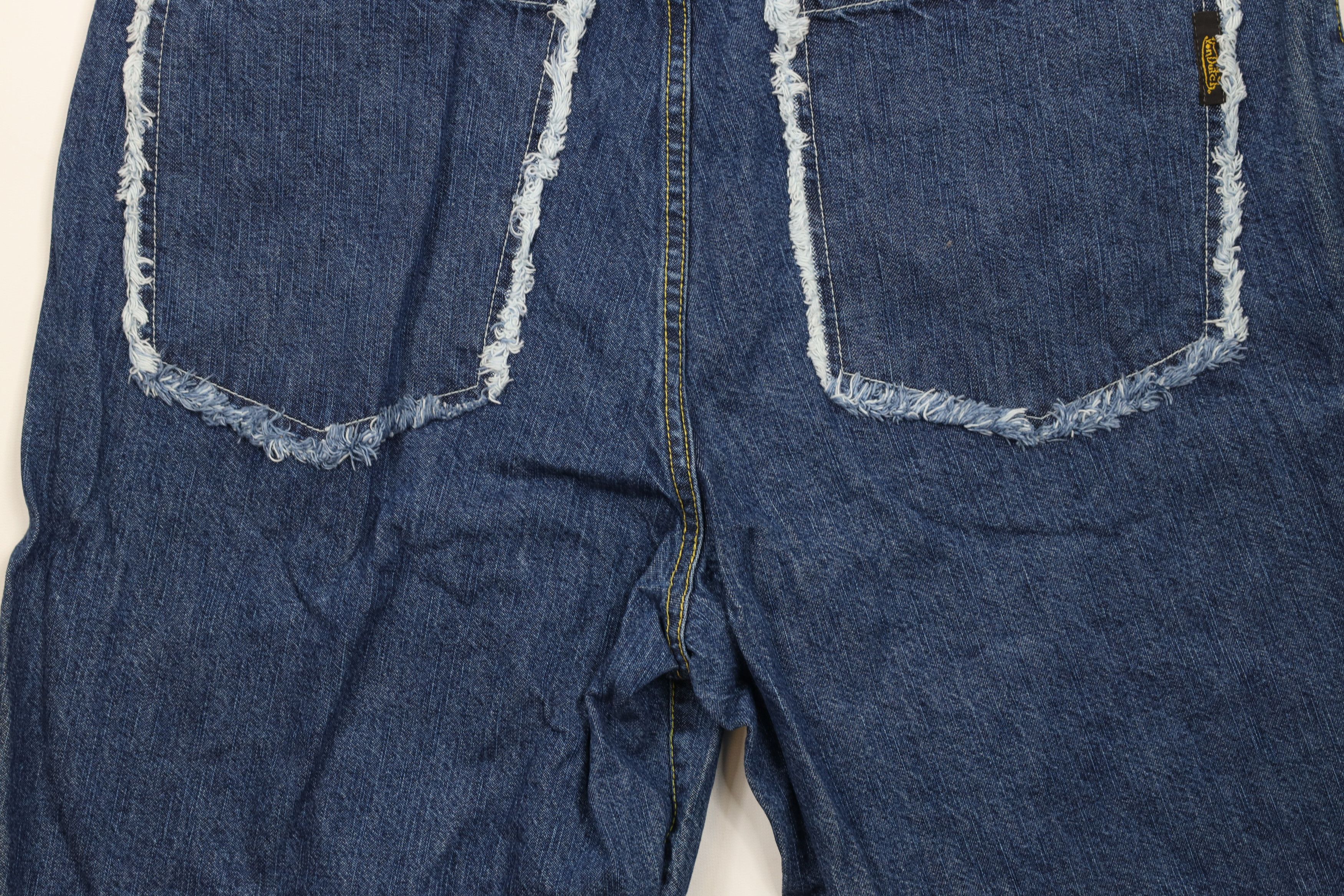 Vintage × Von Dutch Vintage 90s Y2K Von Dutch Spell Baggy Fit Denim Jean Shorts Size US 38 / EU 54 - 14 Thumbnail
