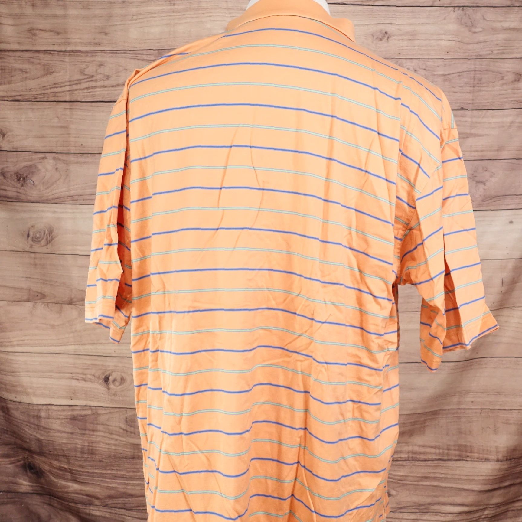 Peter Millar Vintage Peter Millar Polo Shirt Men XL Short Sleeve Striped Mercerized Cotton Orange 2000s Size US XL / EU 56 / 4 - 4 Thumbnail