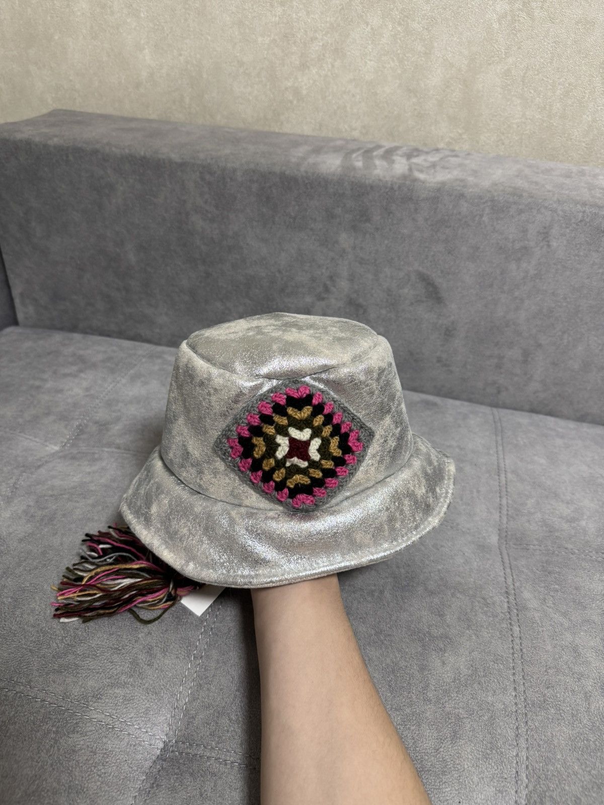 Designer Tu Lize Itali designer knit silver hat Panama teddy Size ONE SIZE - 1 Thumbnail