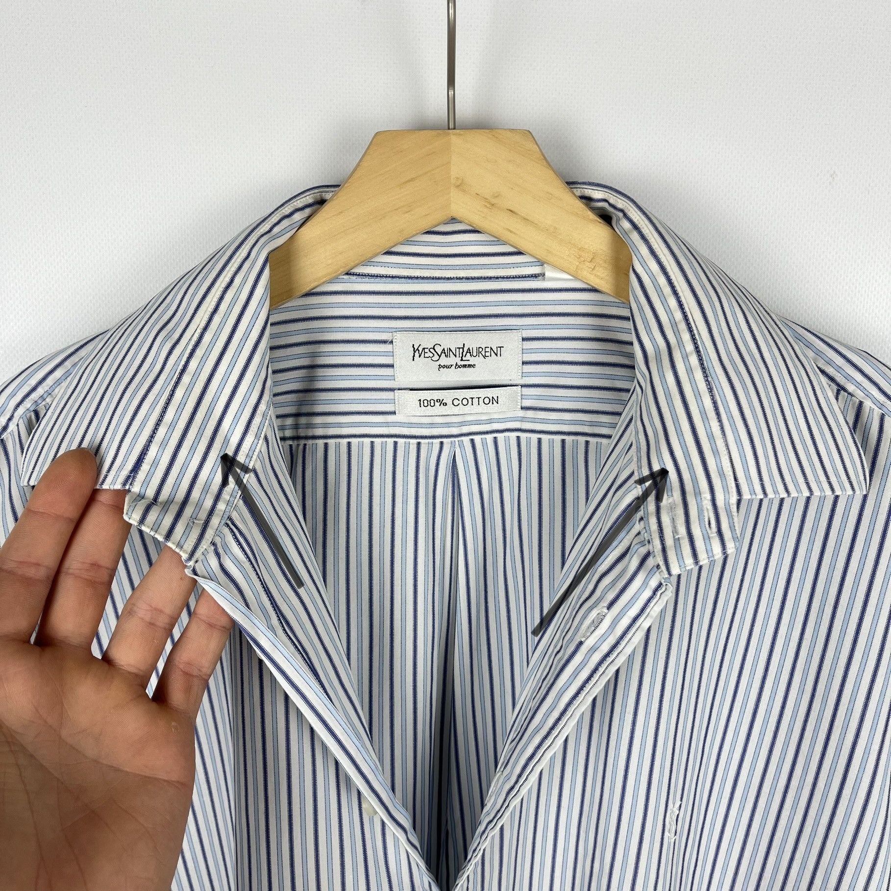 Yves Saint Laurent Yves Saint Laurent YSL Stripped Long Sleeve Button Up Shirt Size US XL / EU 56 / 4 - 15 Thumbnail