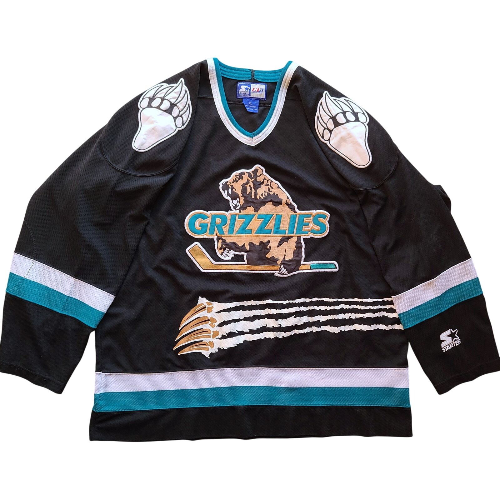NHL × Starter Utah Grizzlies 90s jersey blk XL Salt Lake IHL hockey vtg Size US XL / EU 56 / 4 - 2 Thumbnail