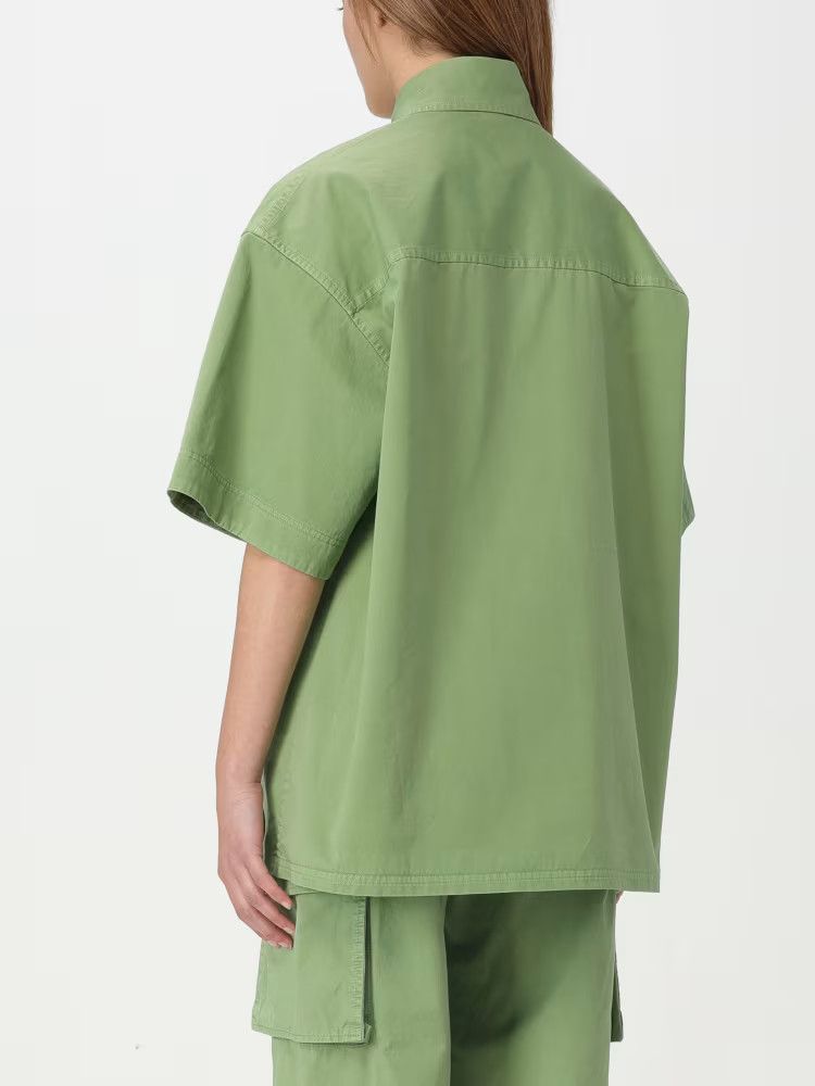 Stella McCartney o1s22i1n1024 Oversized Short-Sleeved Shirt in Green Size M / US 6-8 / IT 42-44 - 3 Thumbnail