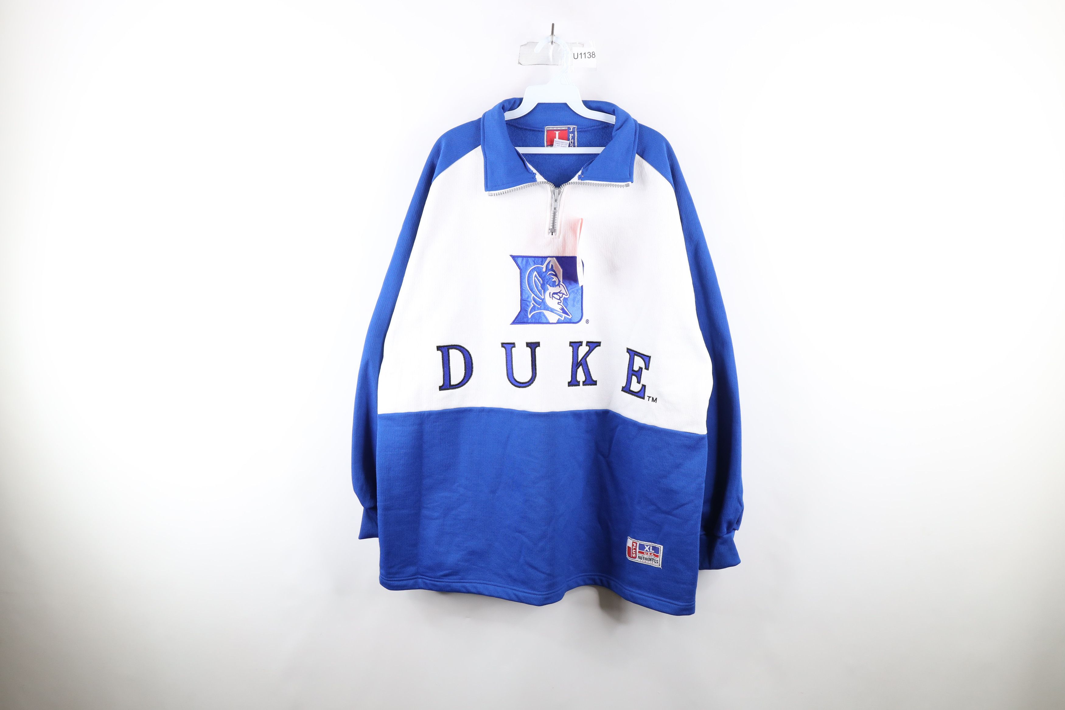 Vintage NOS Vintage 90s Out Duke University Half Zip Sweatshirt Size US XL / EU 56 / 4 - 1 Thumbnail