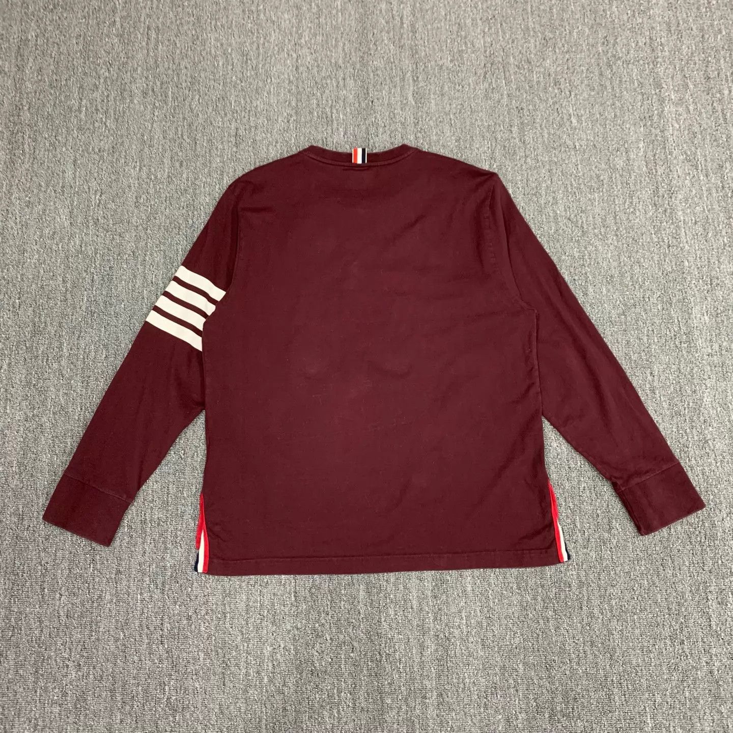 Thom Browne TB 4-Stripe Wine Red Sweater 1 9/10 front stain Size US S / EU 44-46 / 1 - 2 Thumbnail