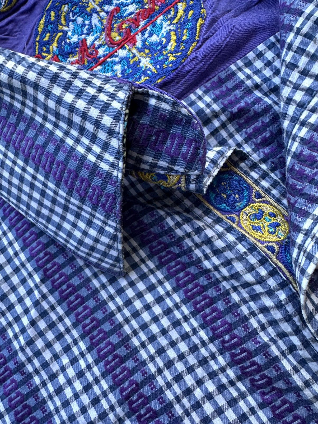 Robert Graham Robert Graham Shirt Men Side Xl Flip Cuff Gingham Floral Size US XL / EU 56 / 4 - 6 Thumbnail
