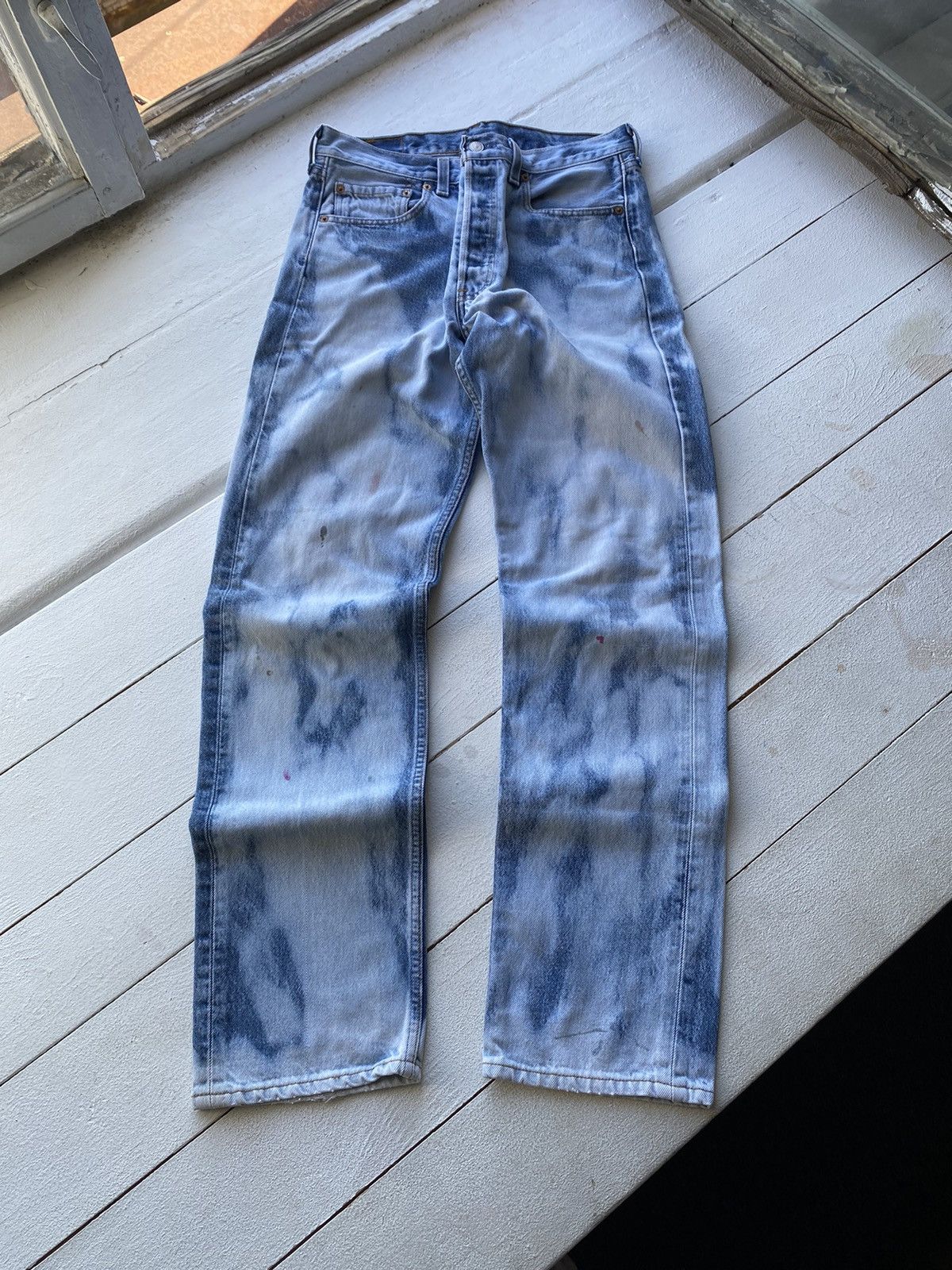 Levi's Vintage Clothing LVC Levis USA Made Custom Distressed Blue Cow Pattern Jeans Size US 32 / EU 48 - 1 Thumbnail