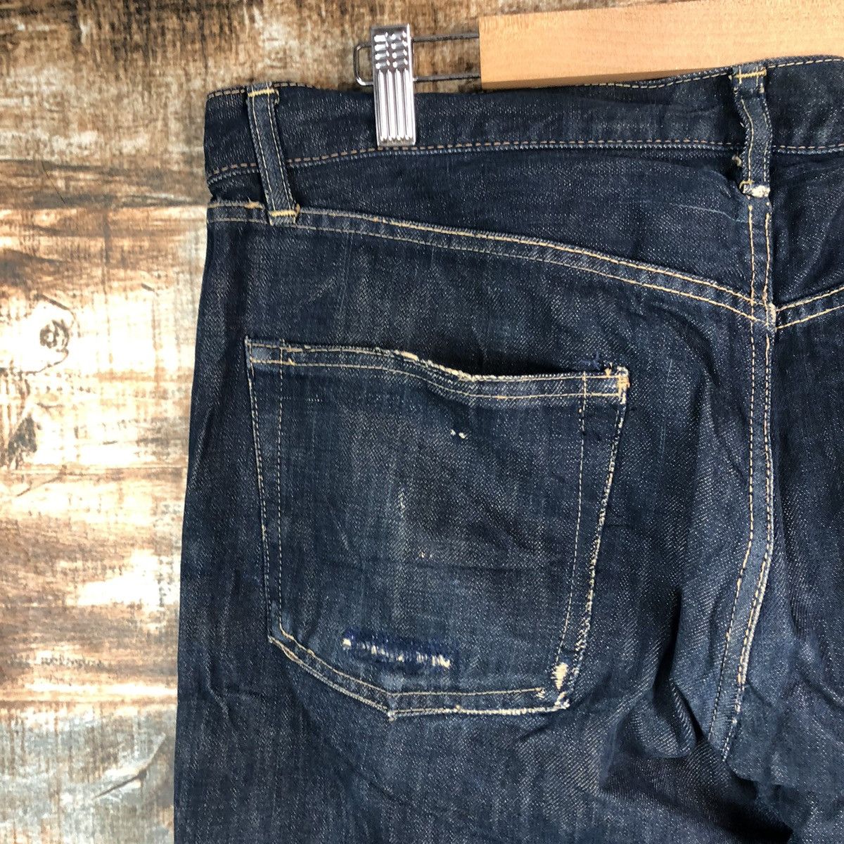 Okura Okura Blue Distressed ripped selvedge Denim Pants #A1444 Size US 35 - 21 Thumbnail