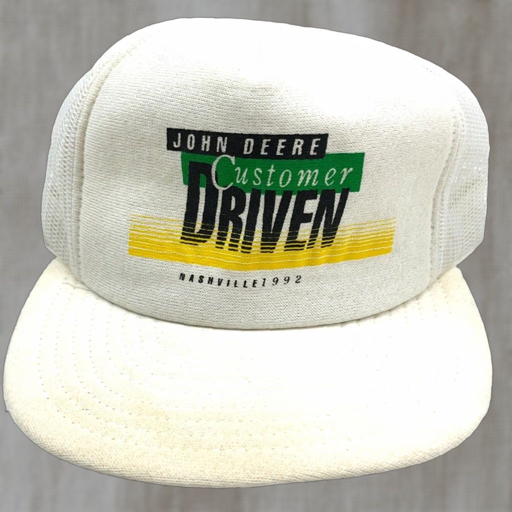 Vintage VINTAGE John Deere Trucker Hat Cap Snap Back Men One Size White Cotton Twill Adjustable 80s 90s USA Farm Logo Outdoors advertising Size ONE SIZE - 1 Thumbnail