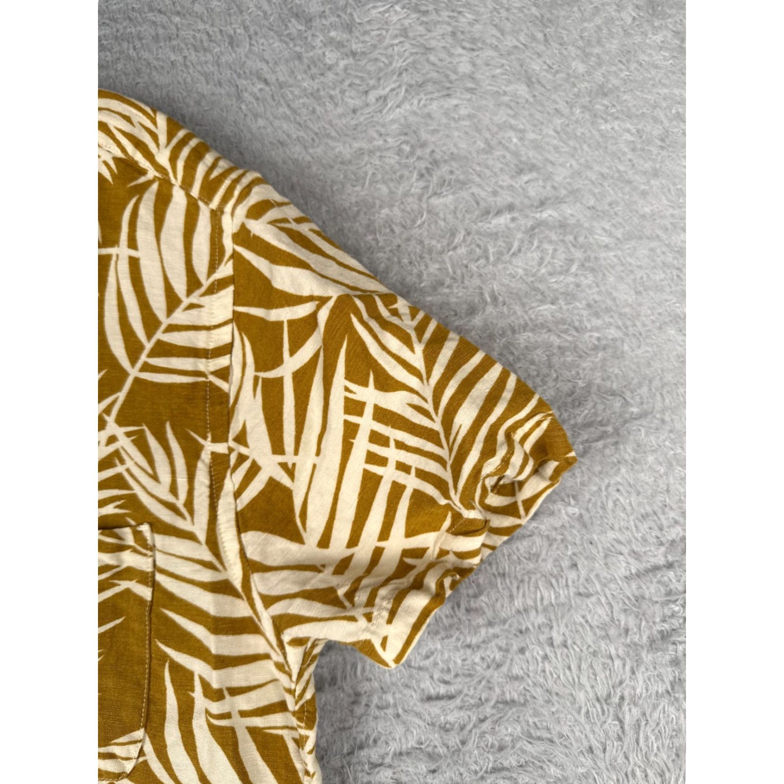 Madewell Madewell Shirt Women Medium Yellow Floral Leaf Linen Blend Hawaiian Button Up Size M / US 6-8 / IT 42-44 - 2 Thumbnail