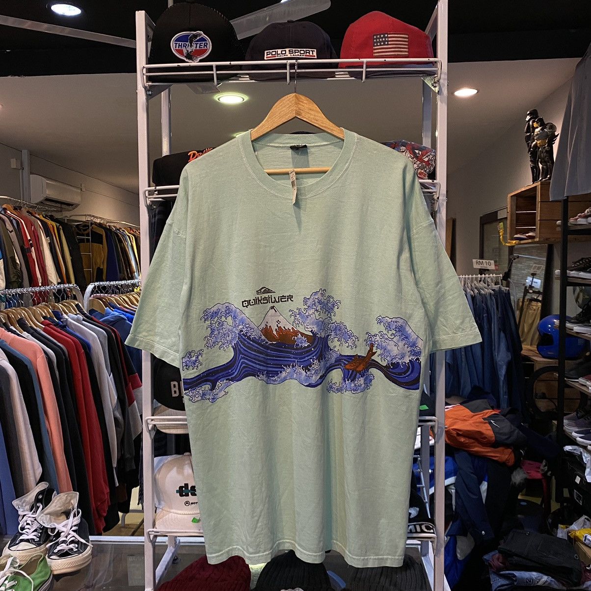 Quicksilver vintage quiksilver Wave Japan Rare Design New Old Stock Tee Size US XL / EU 56 / 4 - 1 Thumbnail