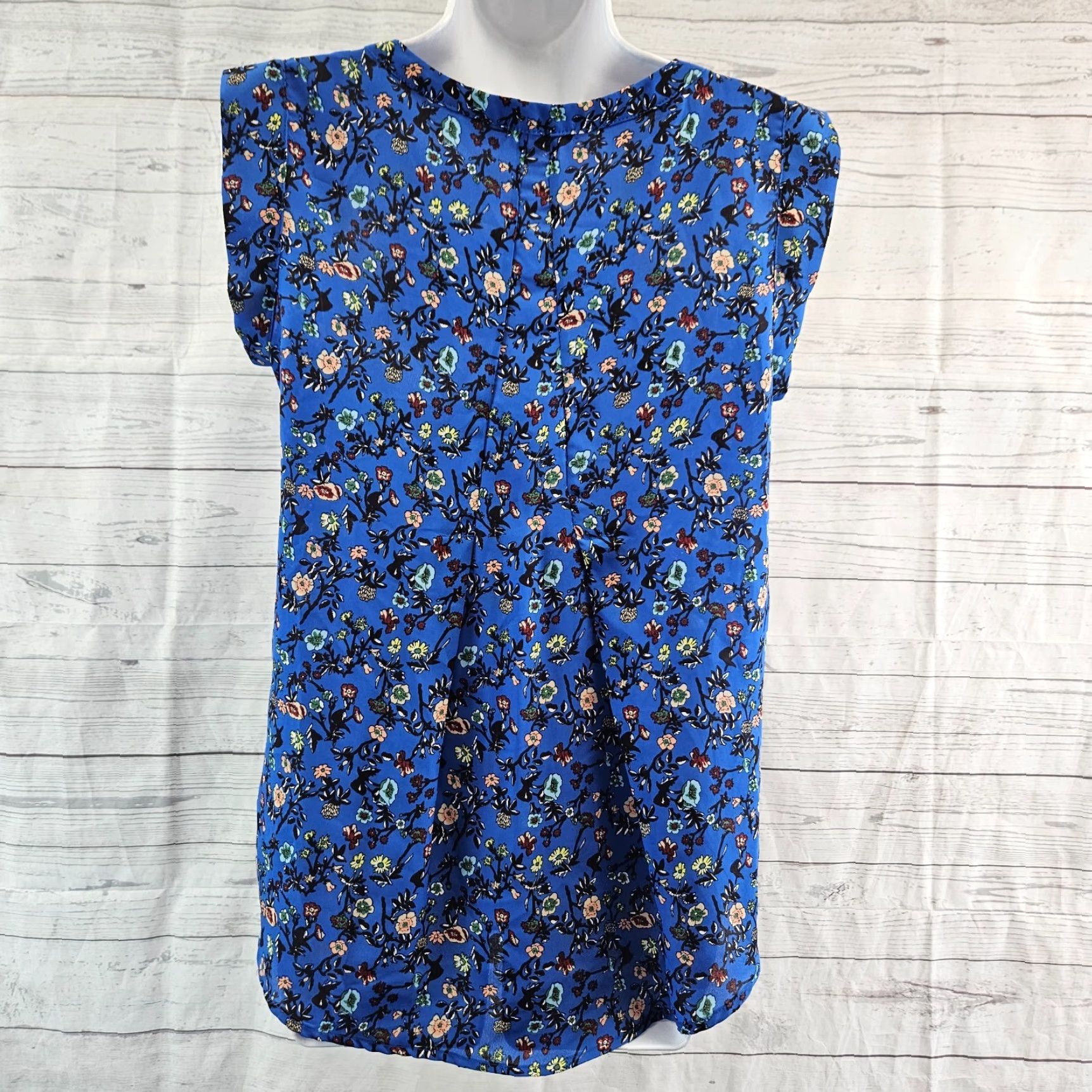 Vintage VINTAGE Pleione Womens Top Sz Small Blue Red Floral Size S / US 4 / IT 40 - 4 Thumbnail