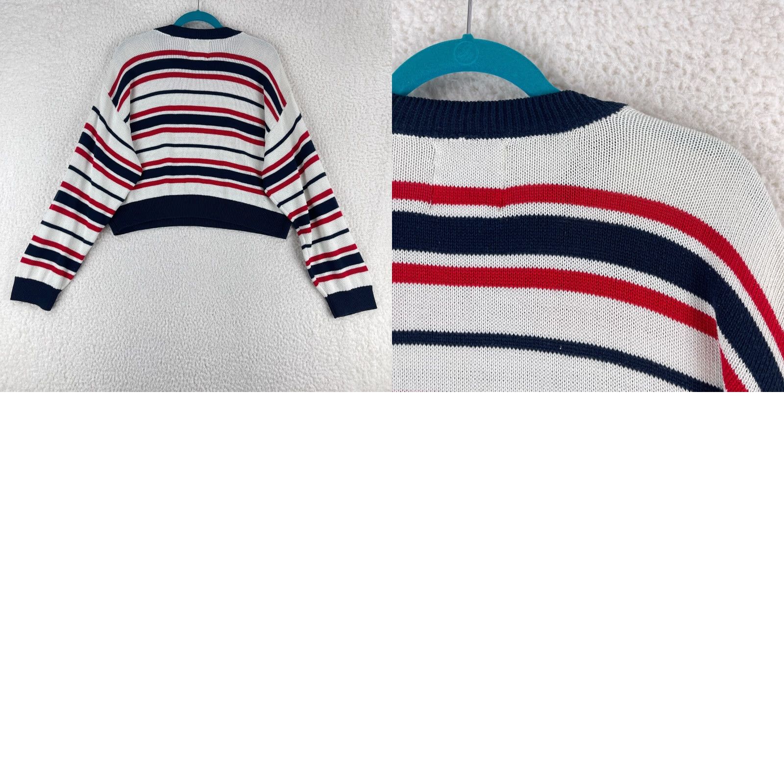 Urban Outfitters Urban Outfitters Sweater Women Large Blue Striped Knit Pullover Long Sleeve Crew Neck Casual All Seasons Bohemian City Classic Mens Womens Girls Boys Size L / US 10 / IT 46 - 9 Thumbnail