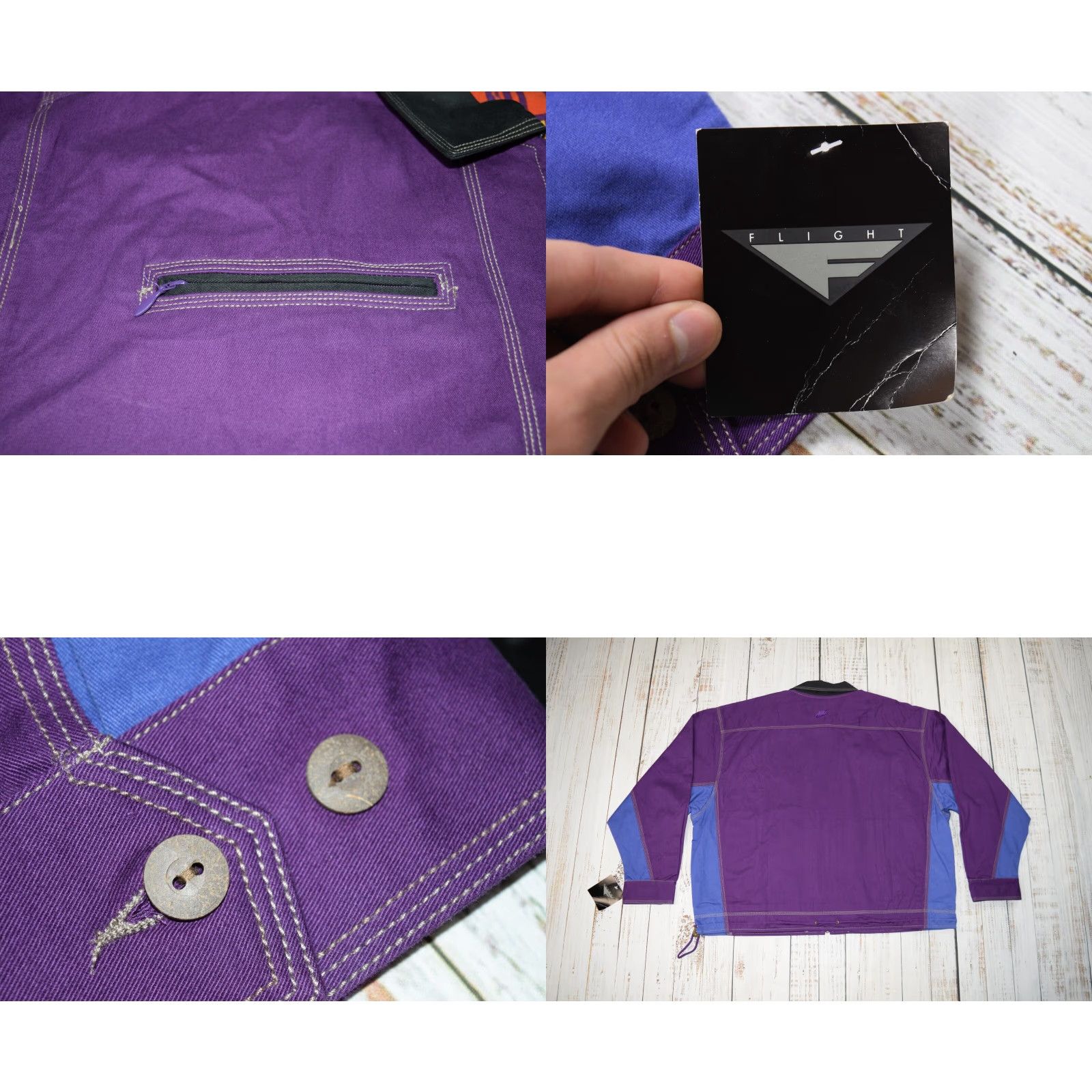 Nike VINTAGE NIKE FLIGHT JACKET Purple Blue L NWT 1992 Bomber Jacket Streetwear Retro Mens Size US L / EU 52-54 / 3 - 8 Thumbnail