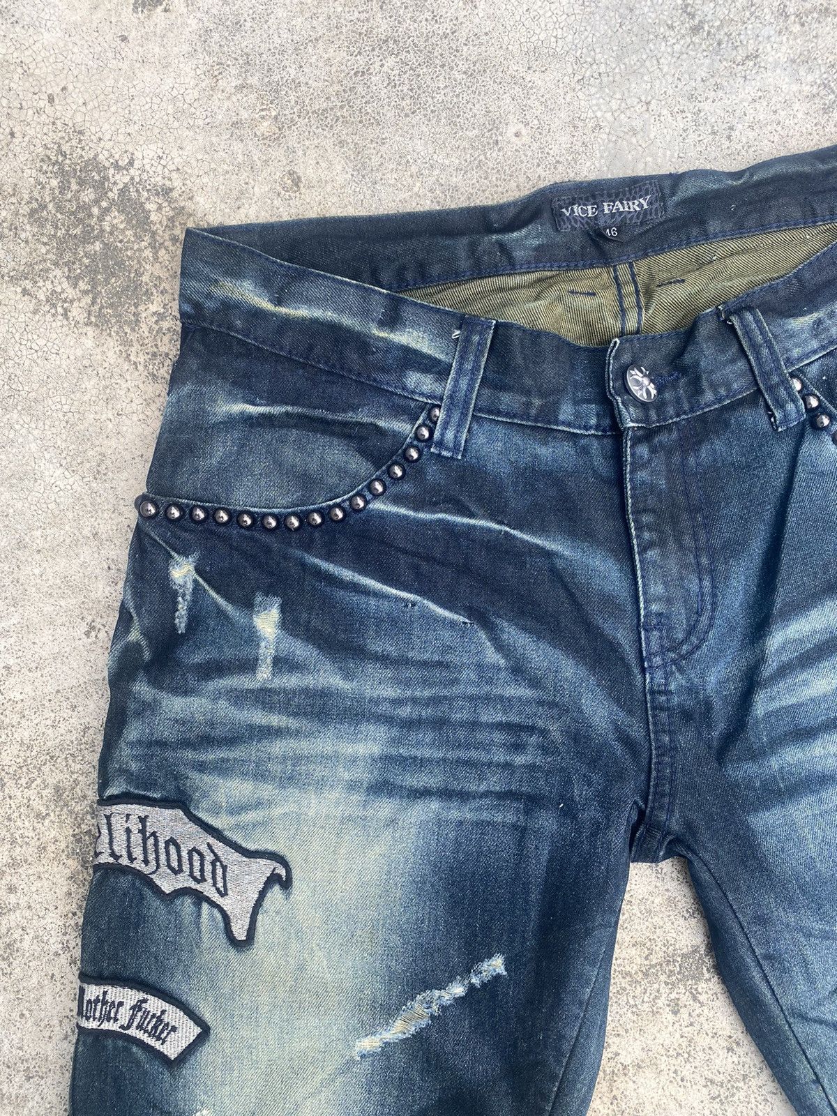 If Six Was Nine × Japanese Brand Flare Jeans Vice Fairy Clawmark Patches Studded Size US 32 / EU 48 - 8 Thumbnail