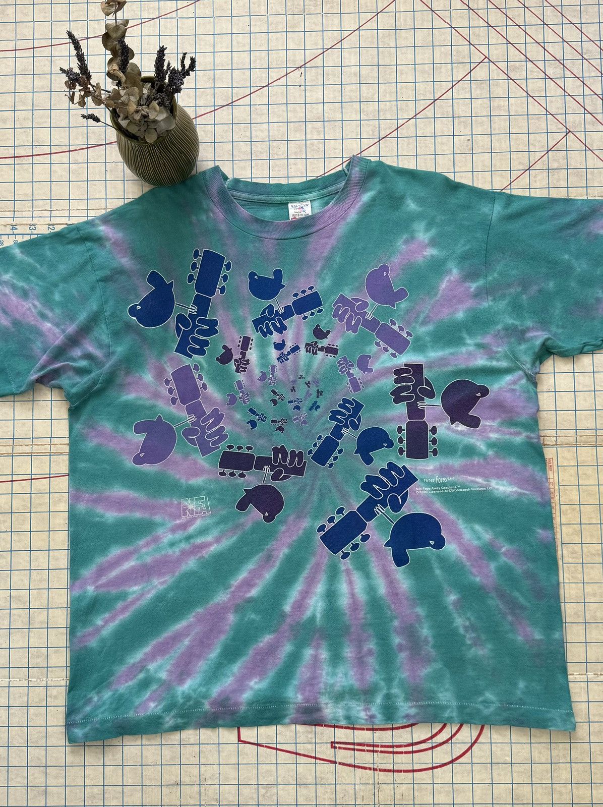 Band Tees × Vintage Vintage Woodstock 94 Tie Dye No Fade Away Rock Tee XXL Size US XXL / EU 58 / 5 - 2 Thumbnail