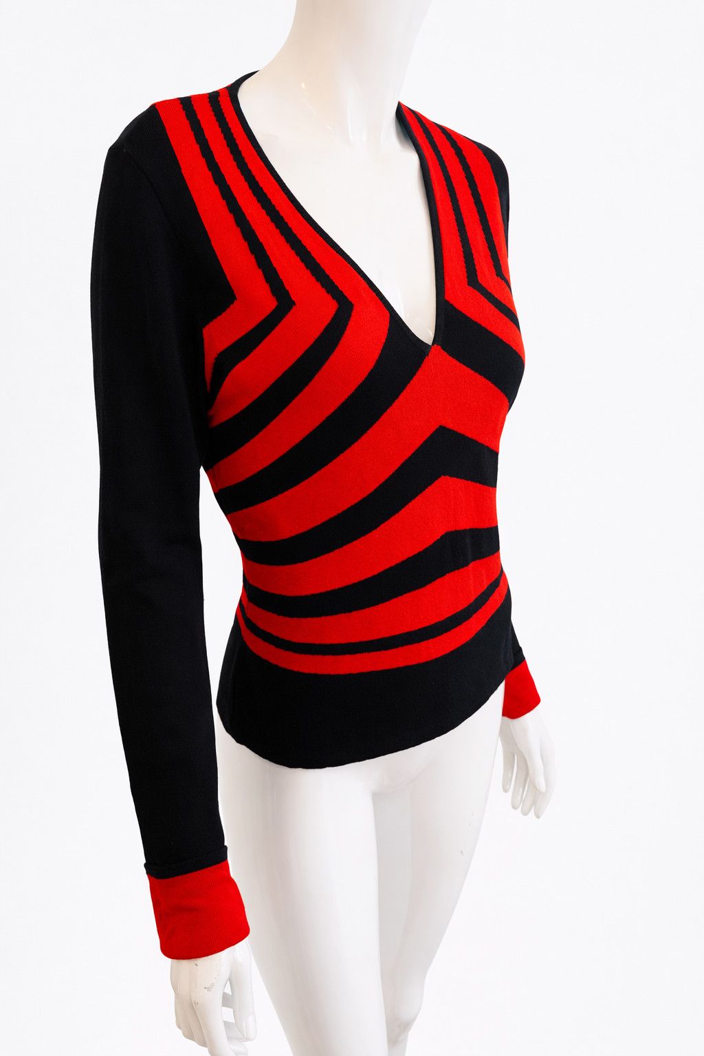 Thierry Mugler Thierry Mugler Couture 2001 F/W Red Black Striped Top Size M / US 6-8 / IT 42-44 - 3 Thumbnail