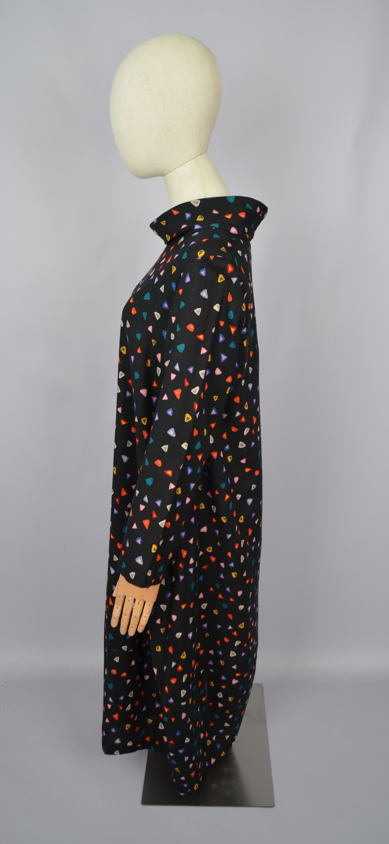 Designer × Sahara Club Beautiful Sahara Abstract Print Long Dress Mock Neck Sz 1/XS Size XS / US 0-2 / IT 36-38 - 6 Thumbnail