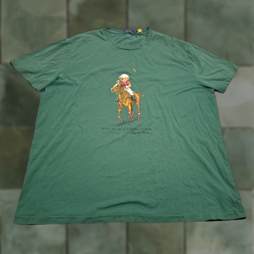 Polo Ralph Lauren Polo Ralph Lauren Polo Bear Shirt Green Crew Neck Short Sleeve Logo Graphic 90s USA Mens Big & Tall"} Size US XL / EU 56 / 4 - 1 Thumbnail
