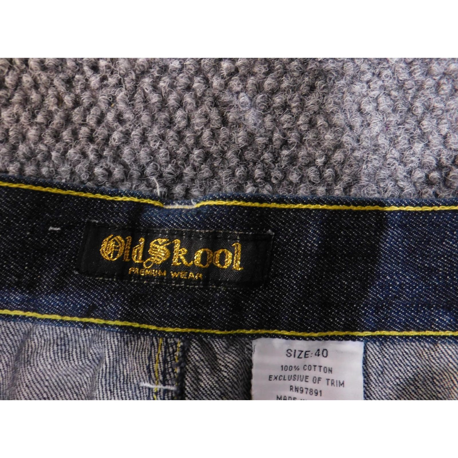 Denime Old Skool Jeans Mens 40 Blue Dark Wash Wide Leg Baggy Embroidered Pockets Denim Size US 40 / EU 56 - 4 Thumbnail