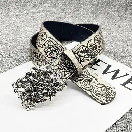 VIBE Retro Embossed Flower PU Leather Belt Size ONE SIZE - 2 Thumbnail