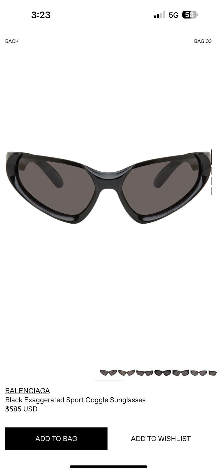 Balenciaga Black Exaggerated Sport Goggle Sunglasses Size ONE SIZE - 1 Thumbnail
