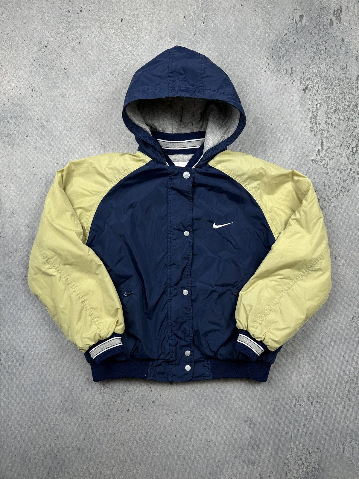 Nike Vintage Nike two-tone Hooded Jacket Blue Yellow 90s Varsity Size M / US 6-8 / IT 42-44 - 2 Thumbnail