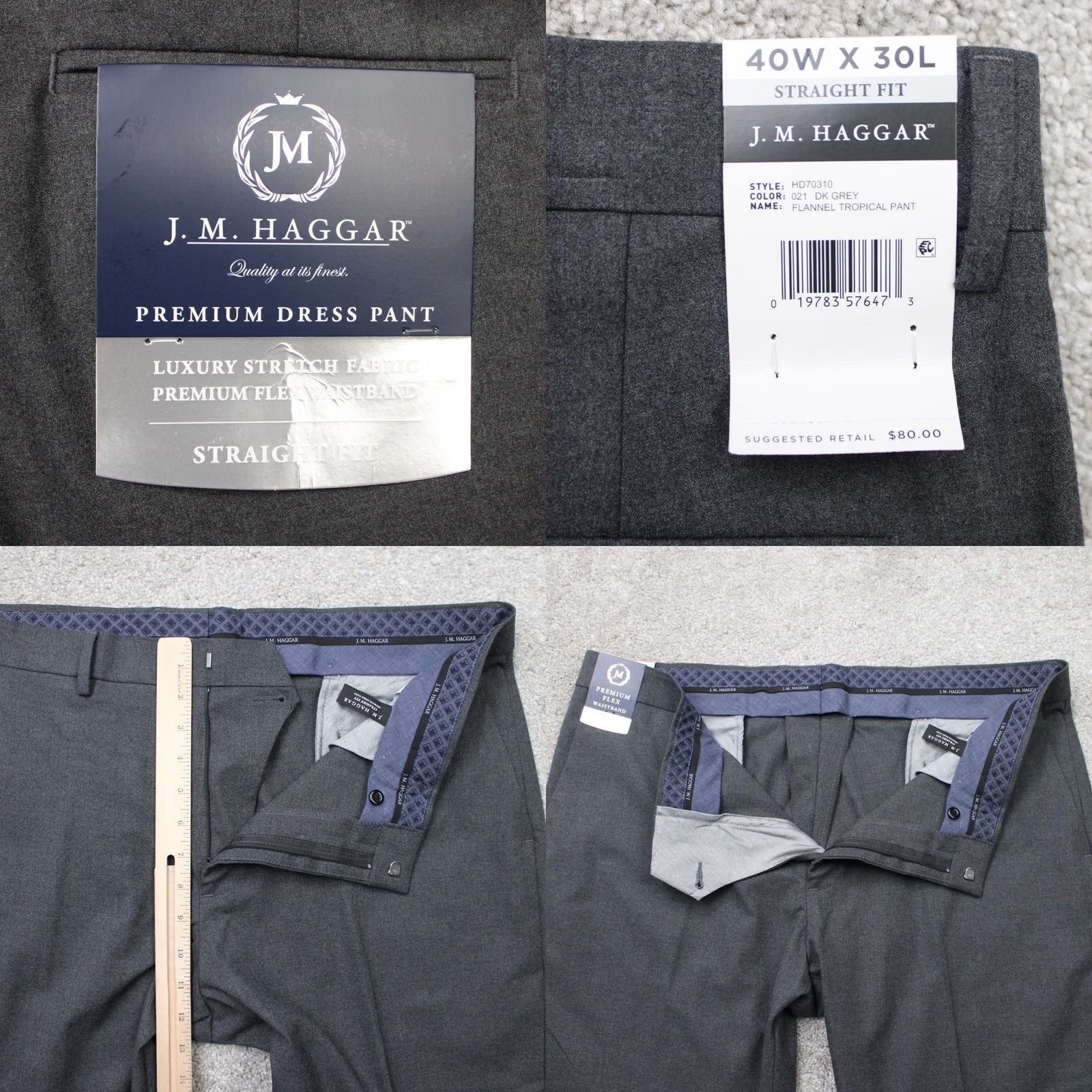Haggar Haggar Premium Dress Pants Mens 40x30 Gray Straight Fit NWT Wool Polyester Front Flat Front Stretch Comfort Dress Pants Men Size US 40 / EU 56 - 8 Thumbnail