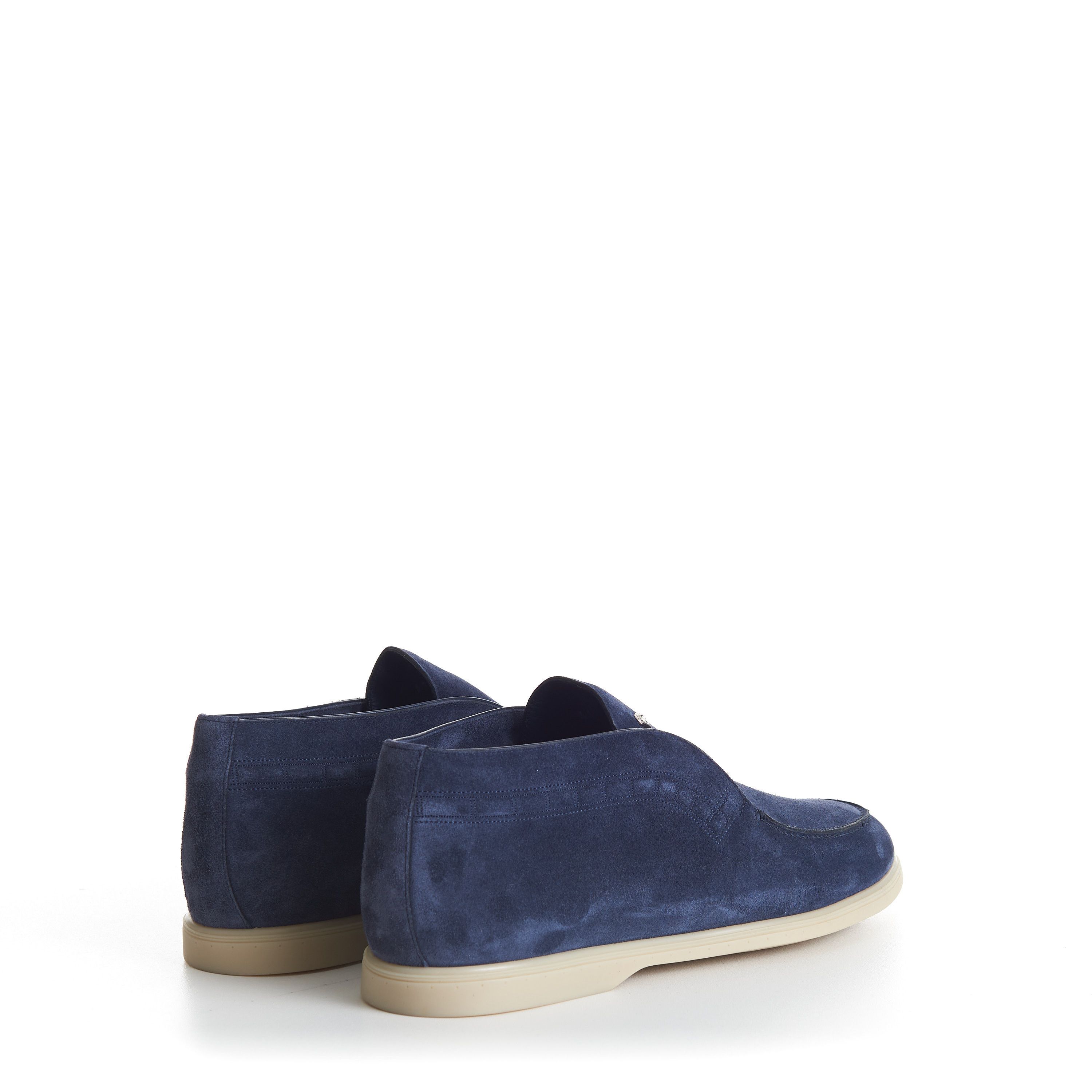 Stefano Ricci Blue Suede Slip-On Ankle Boots - Eagle Head Application Size US 10.5 / EU 43-44 - 8 Thumbnail