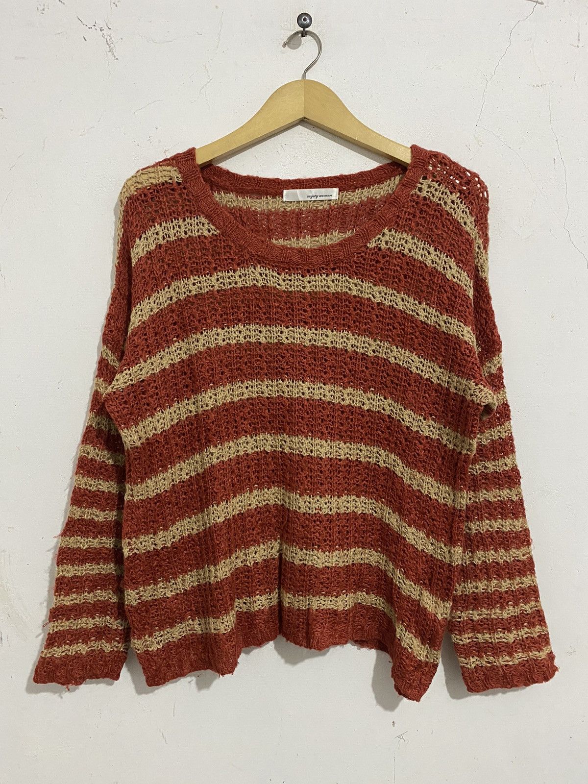 image of Hysteric Glamour x If Six Was Nine Mysty Japanese Stripe Knitted Issey Styled in Brown (Size Medium
