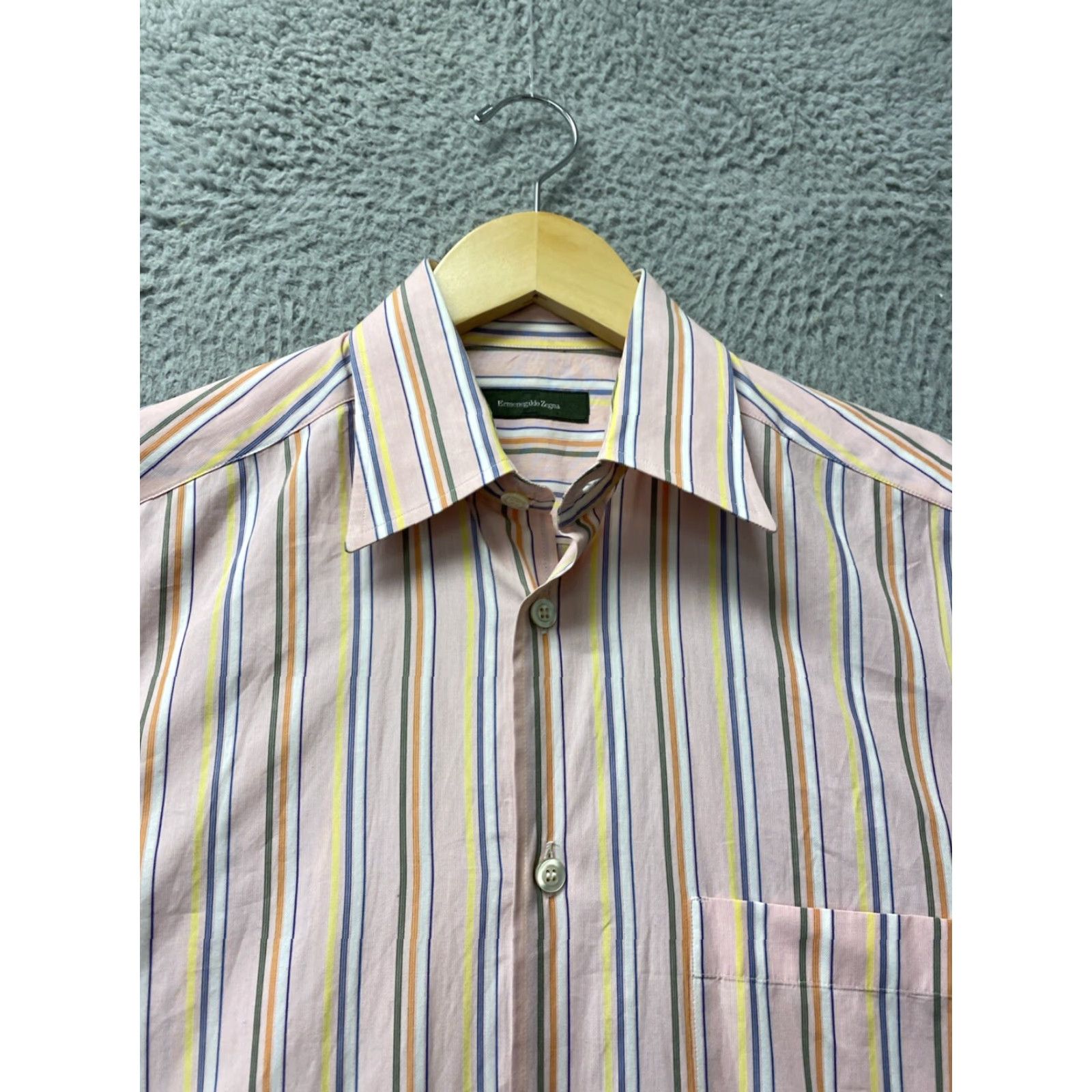 Ermenegildo Zegna VINTAGE Ermenegildo Zegna Men's Shirt size Small Pink Stripes Italy Long Sleeve Casual Formal 100% Cotton Size US S / EU 44-46 / 1 - 2 Thumbnail