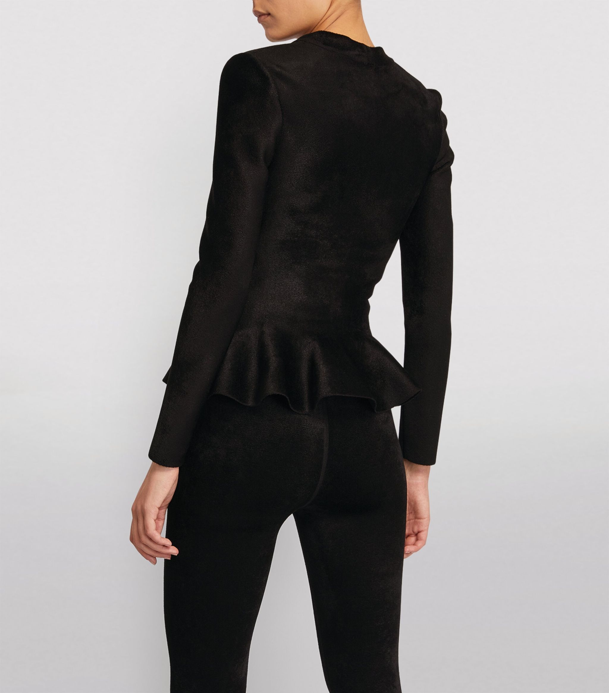 Alaia Womens Alaïa Black Ruffle Detail Velvet Cardigan Size S / US 4 / IT 40 - 5 Thumbnail