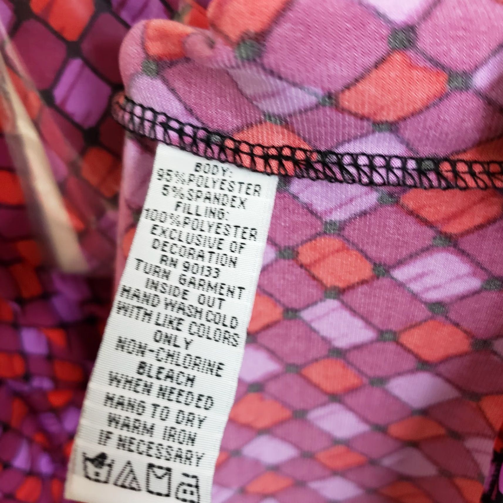 Bob Mackie Bob Mackie Womens Dress XL Wrap Dress Long Sleeve Purple Red Geometric Pattern Knee Length Vintage No Womens Size XL / US 12-14 / IT 48-50 - 7 Thumbnail